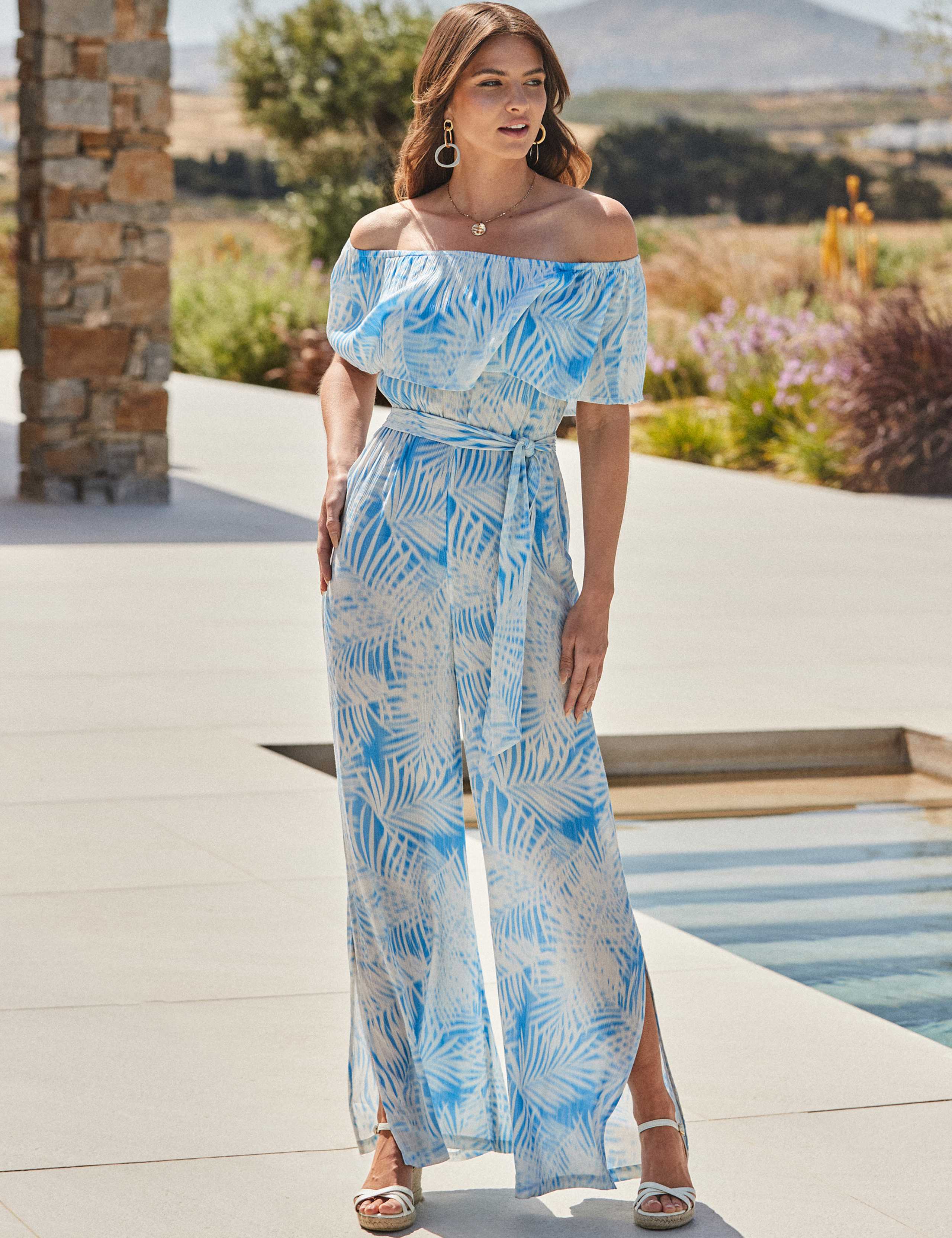 Palm Print Wide Leg Jumpsuit 5 of 6