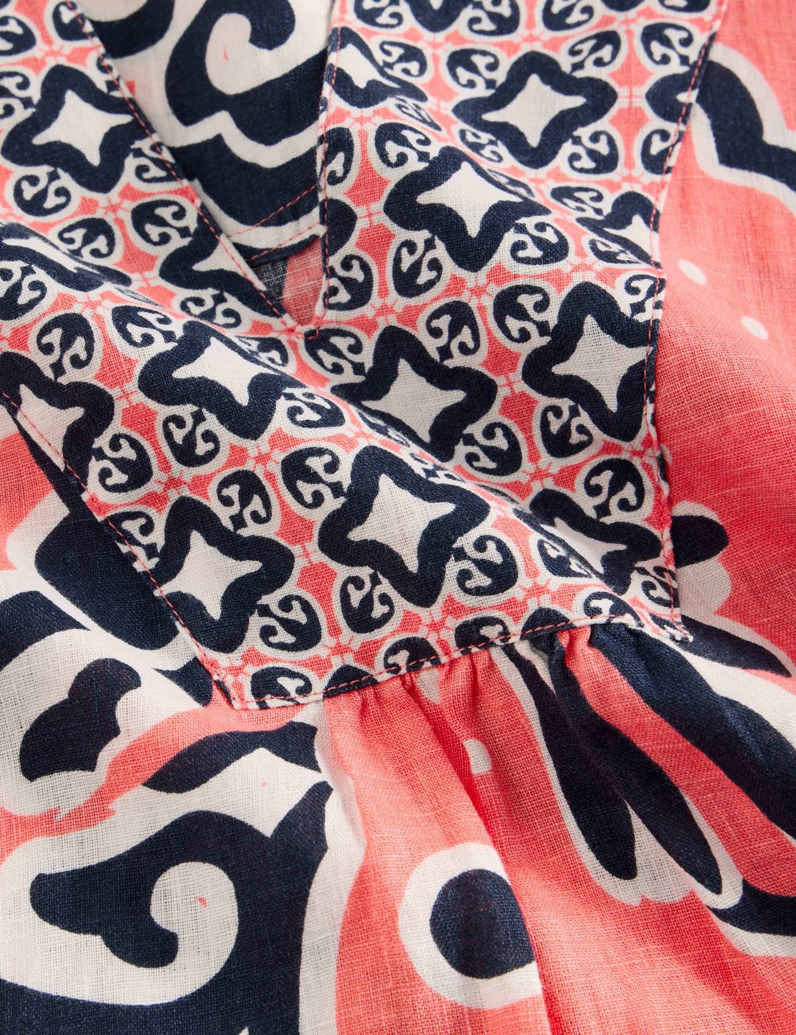Pure Linen Printed V-Neck Shift Dress 2 of 2