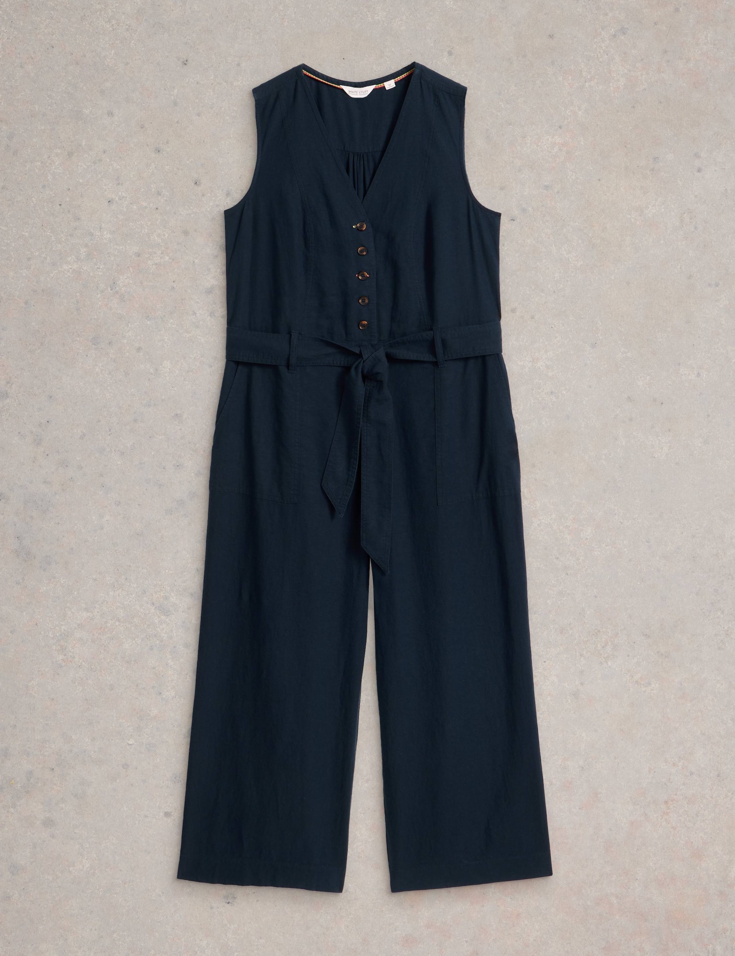 Linen Rich Cropped Wide Leg Jumpsuit 2 of 6