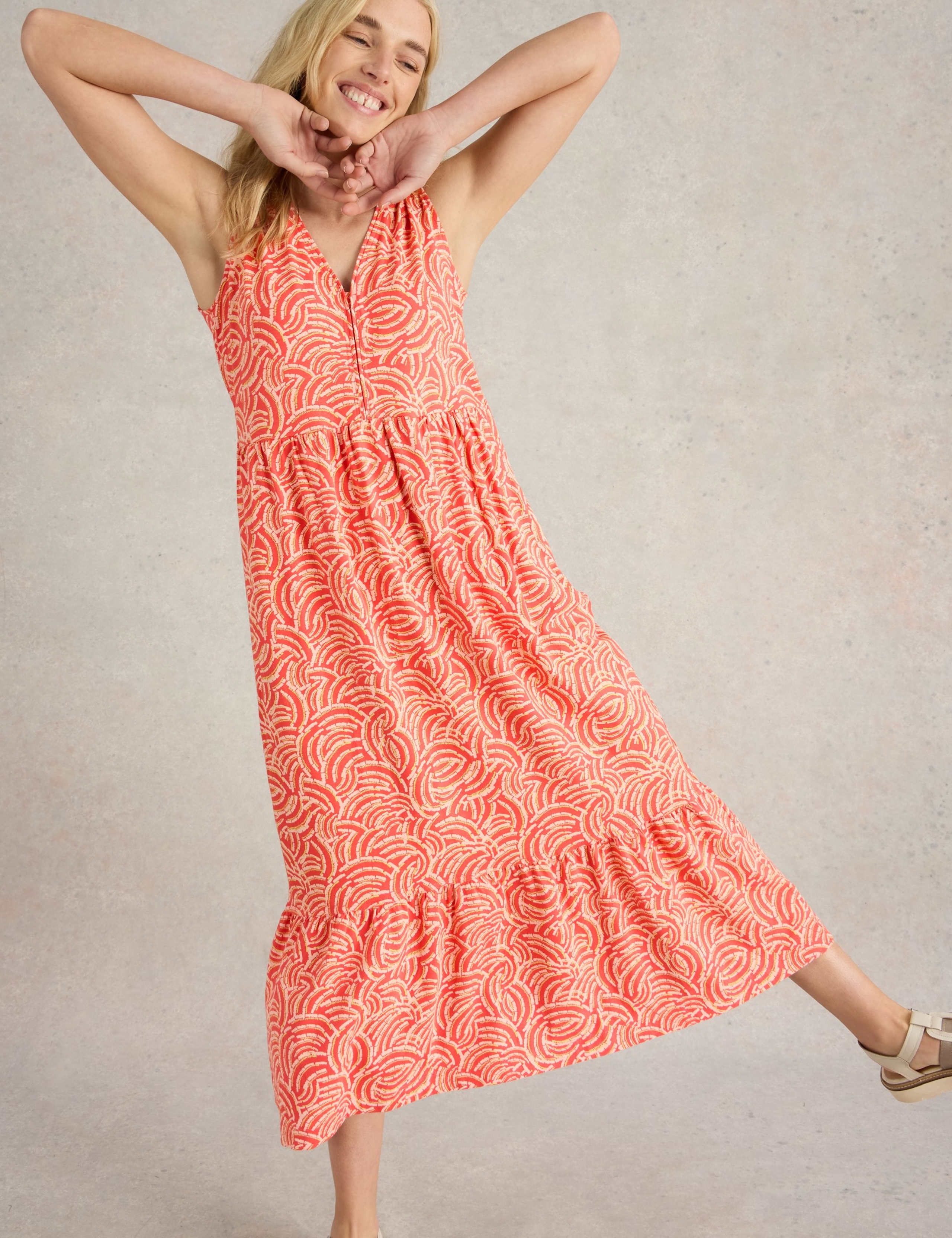 Jersey Printed V-Neck Midaxi Tiered Dress 5 of 6