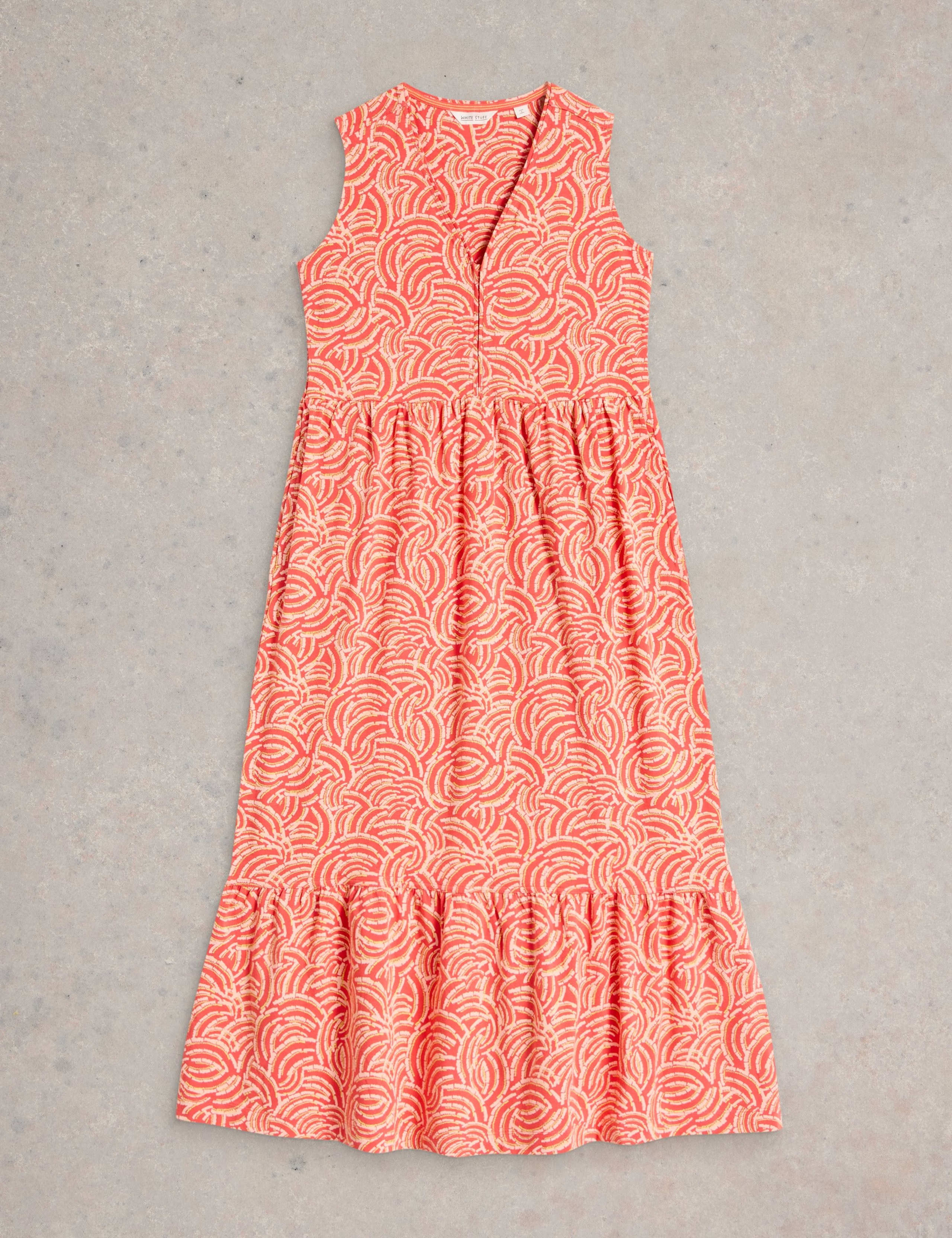 Jersey Printed V-Neck Midaxi Tiered Dress 2 of 6