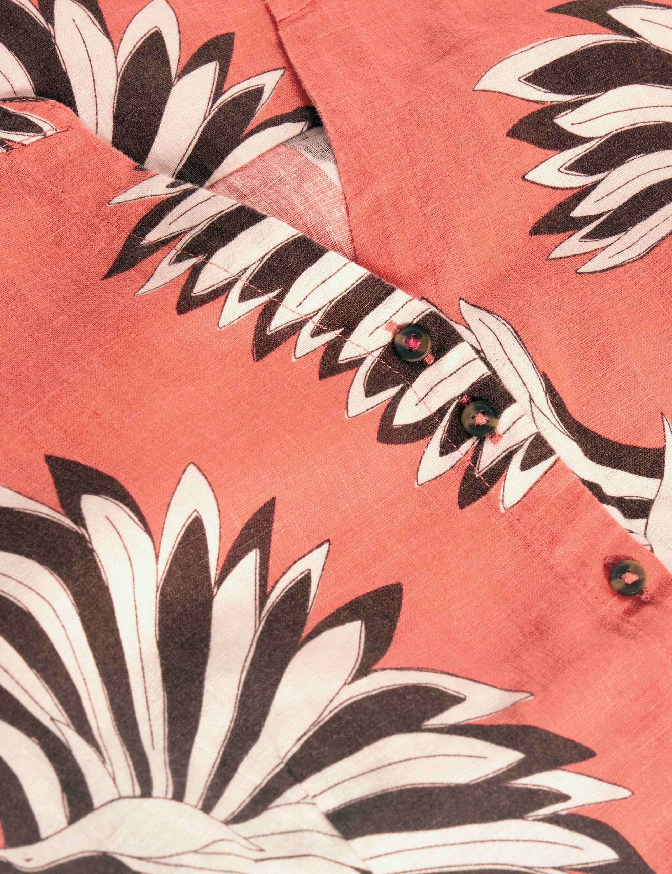 Linen Rich Printed Notch Neck Midi Tea Dress 6 of 6