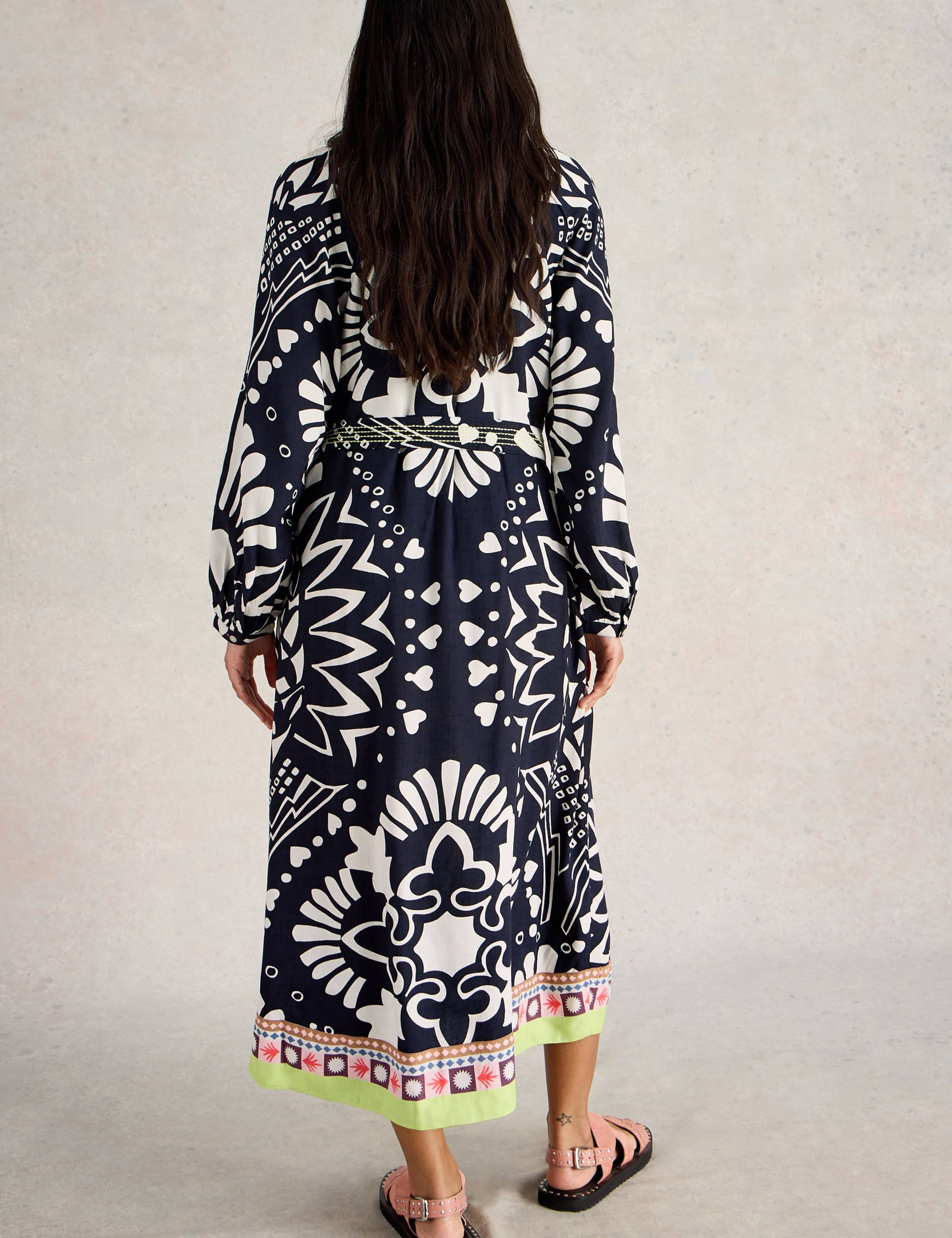 Printed V-Neck Midi Kaftan Dress 3 of 6