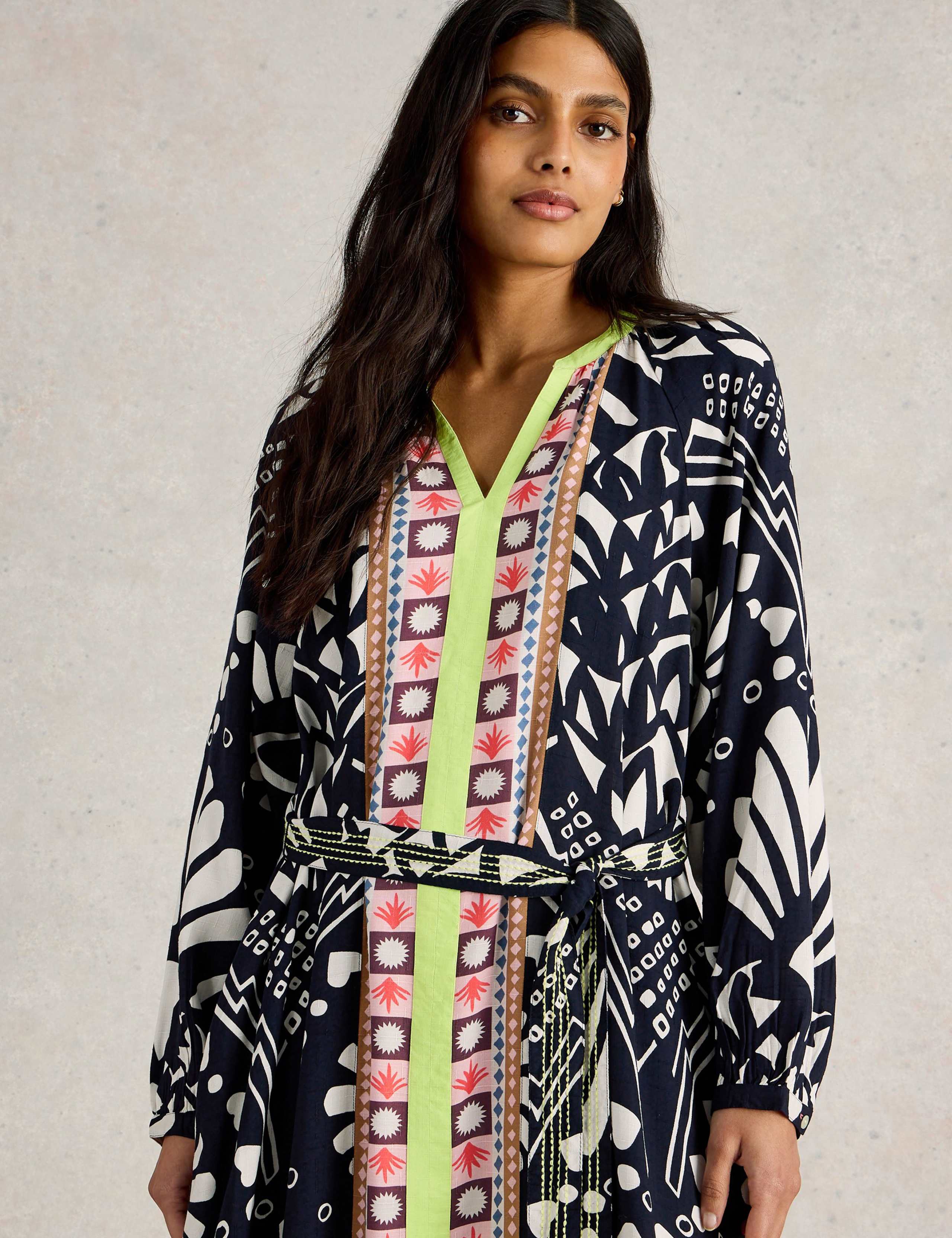 Printed V-Neck Midi Kaftan Dress 4 of 6