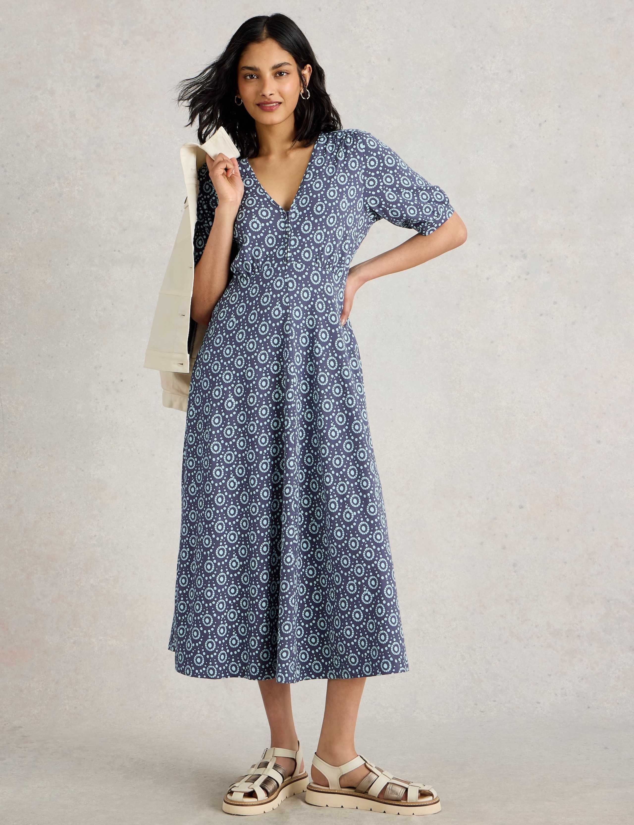 Jersey Printed Midi Waisted Dress 3 of 6