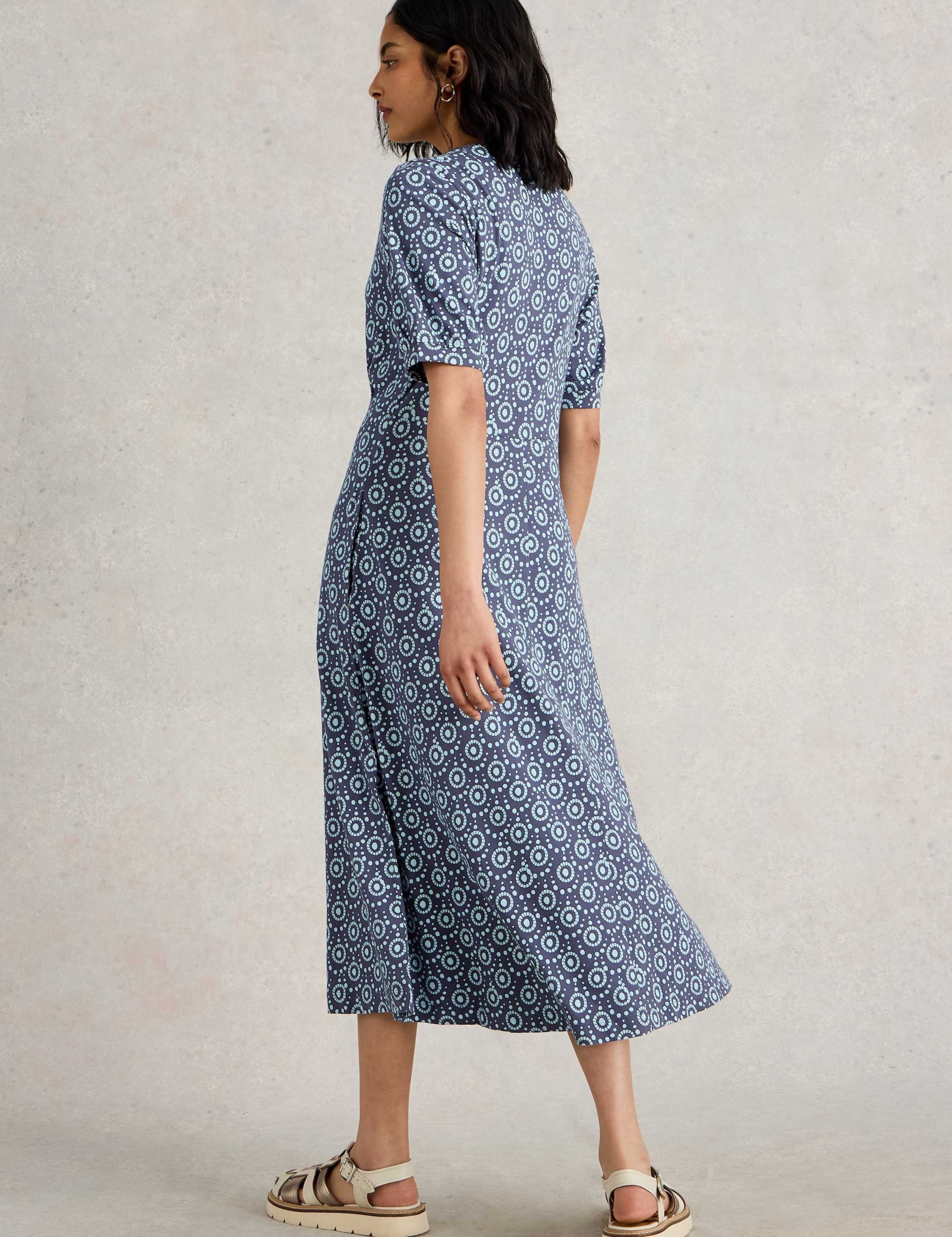 Jersey Printed Midi Waisted Dress 4 of 6