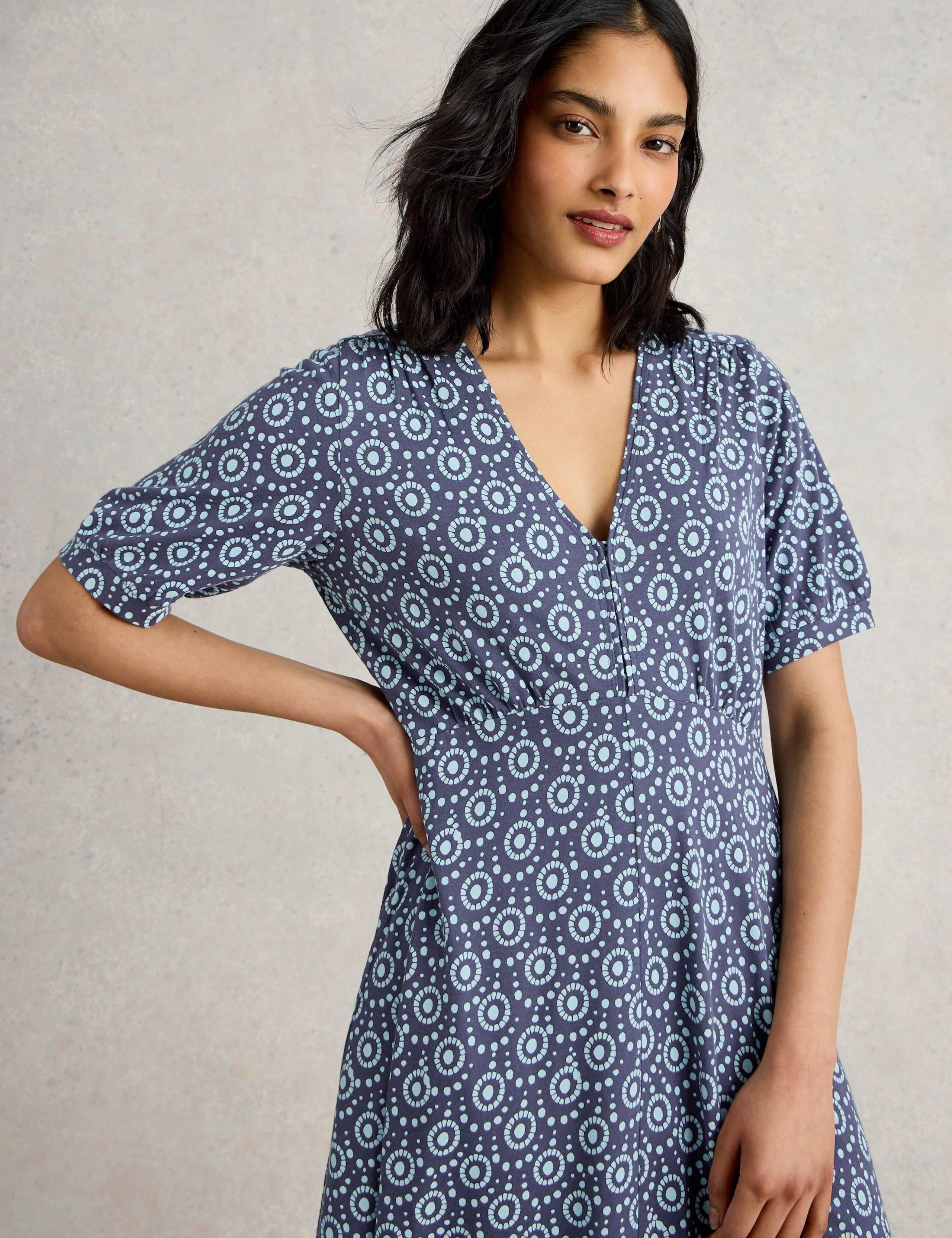 Jersey Printed Midi Waisted Dress 5 of 6