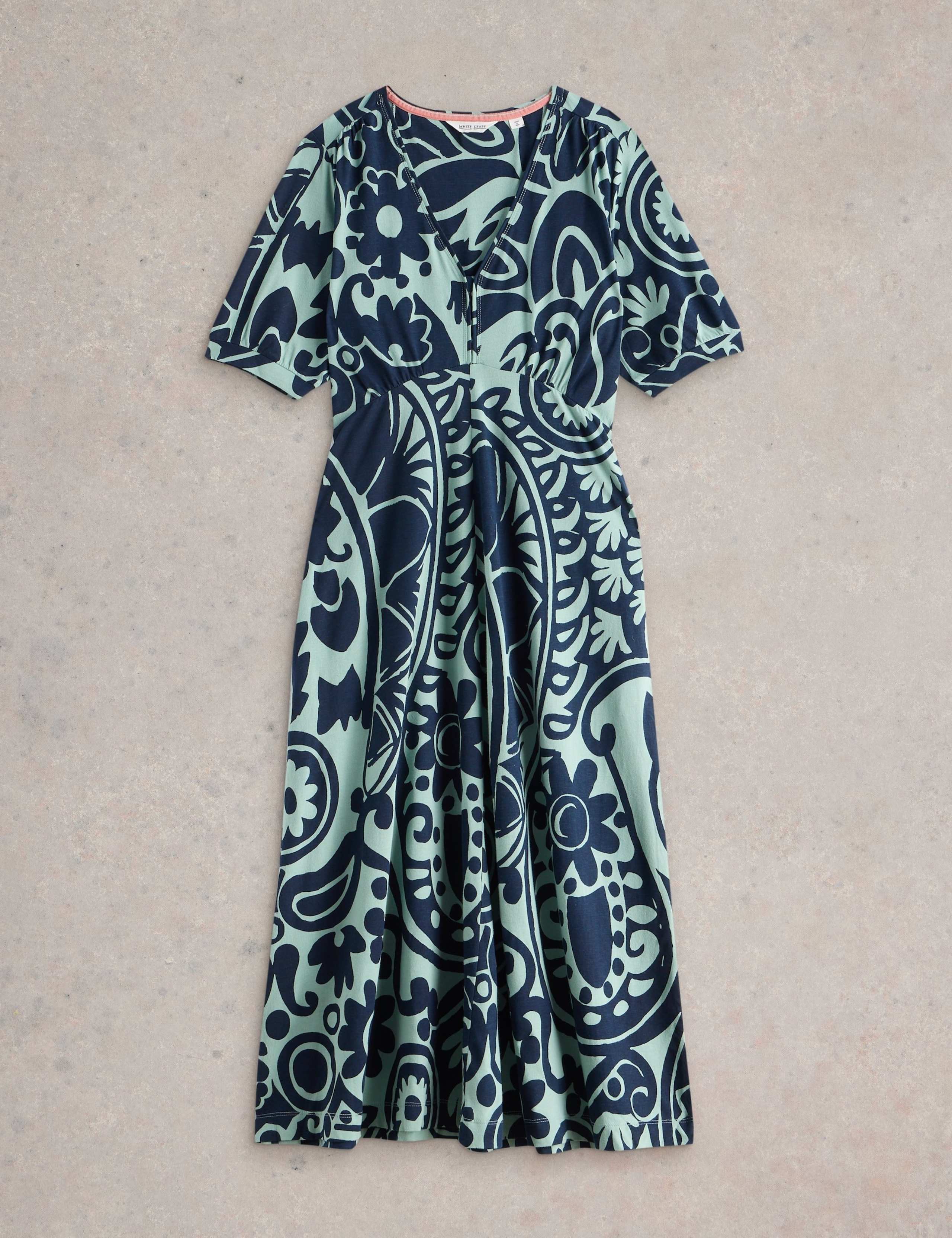 Jersey Printed Midi Waisted Dress 2 of 6