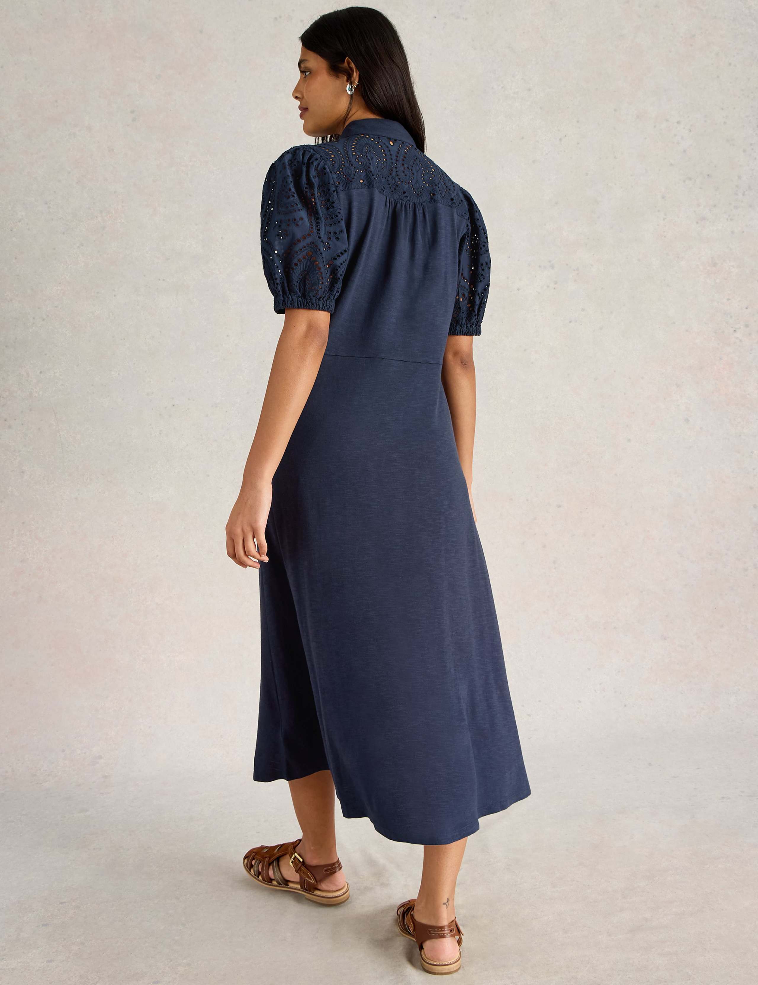 Cotton Rich Broderie Midi Shirt Dress 3 of 5