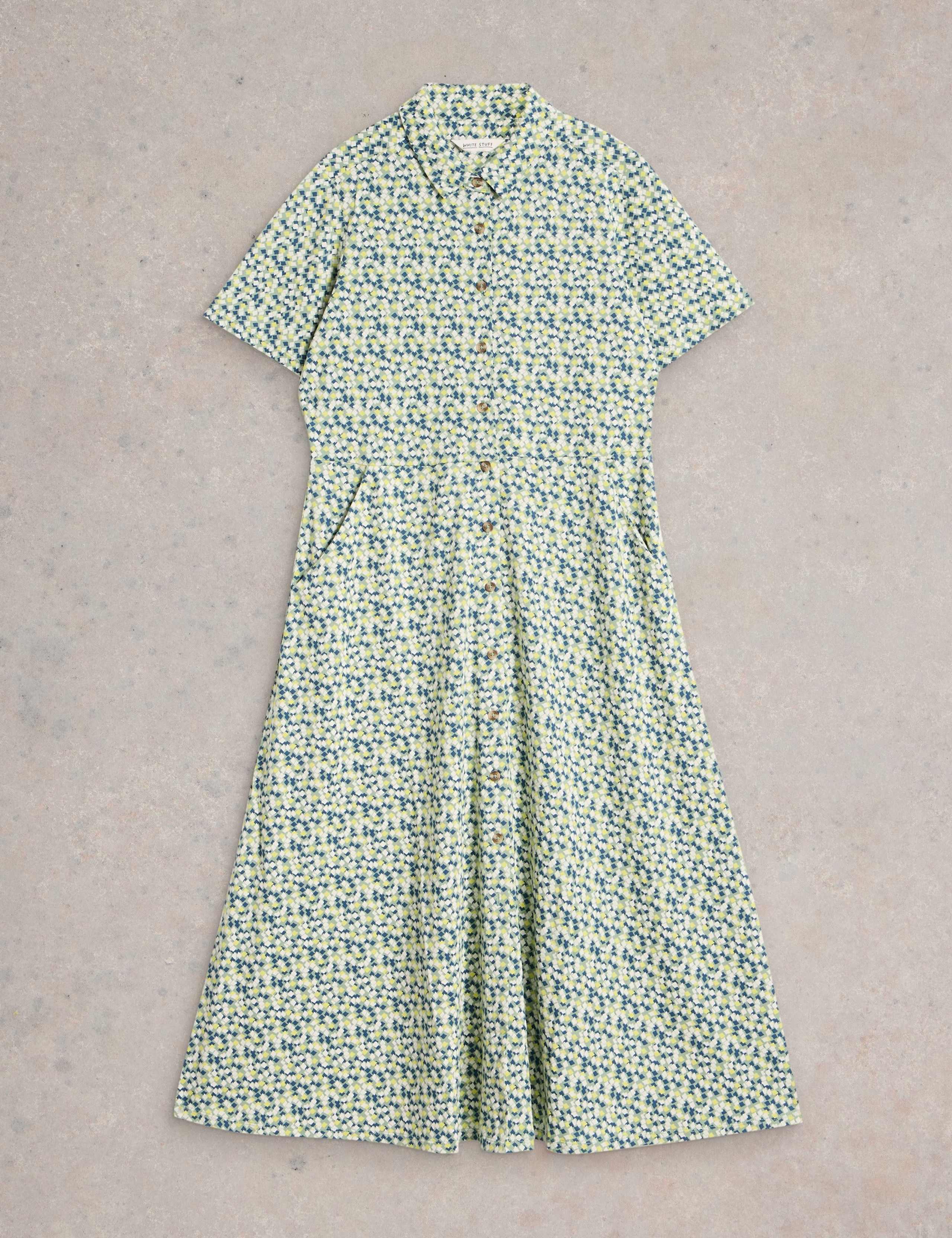 Jersey Printed Midi Shirt Dress 2 of 6