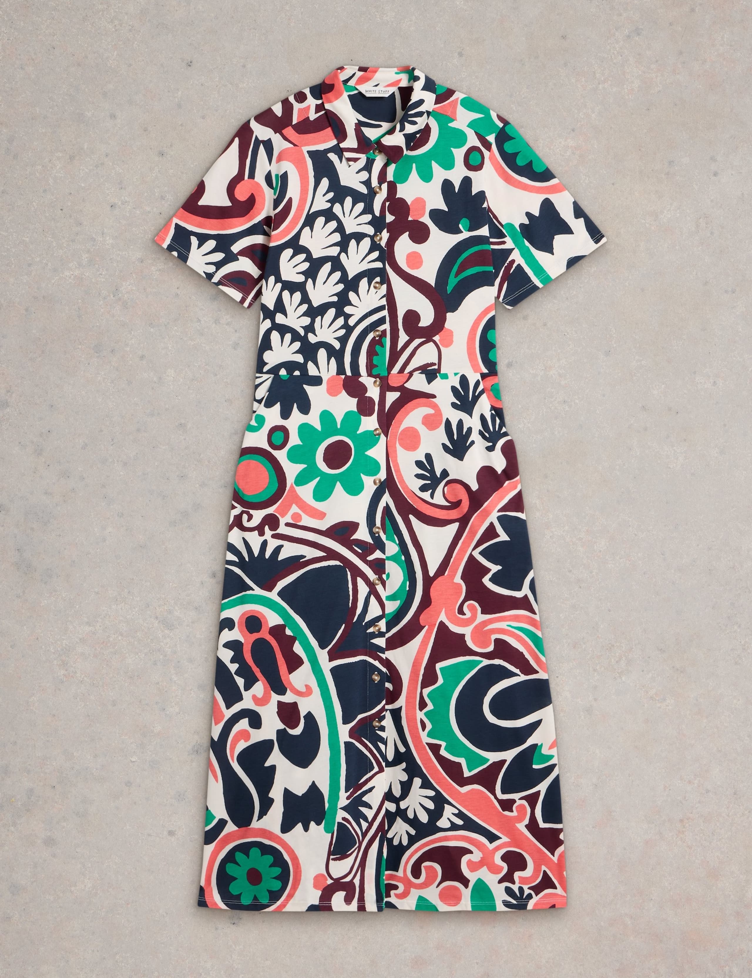 Jersey Printed Midi Shirt Dress 2 of 6