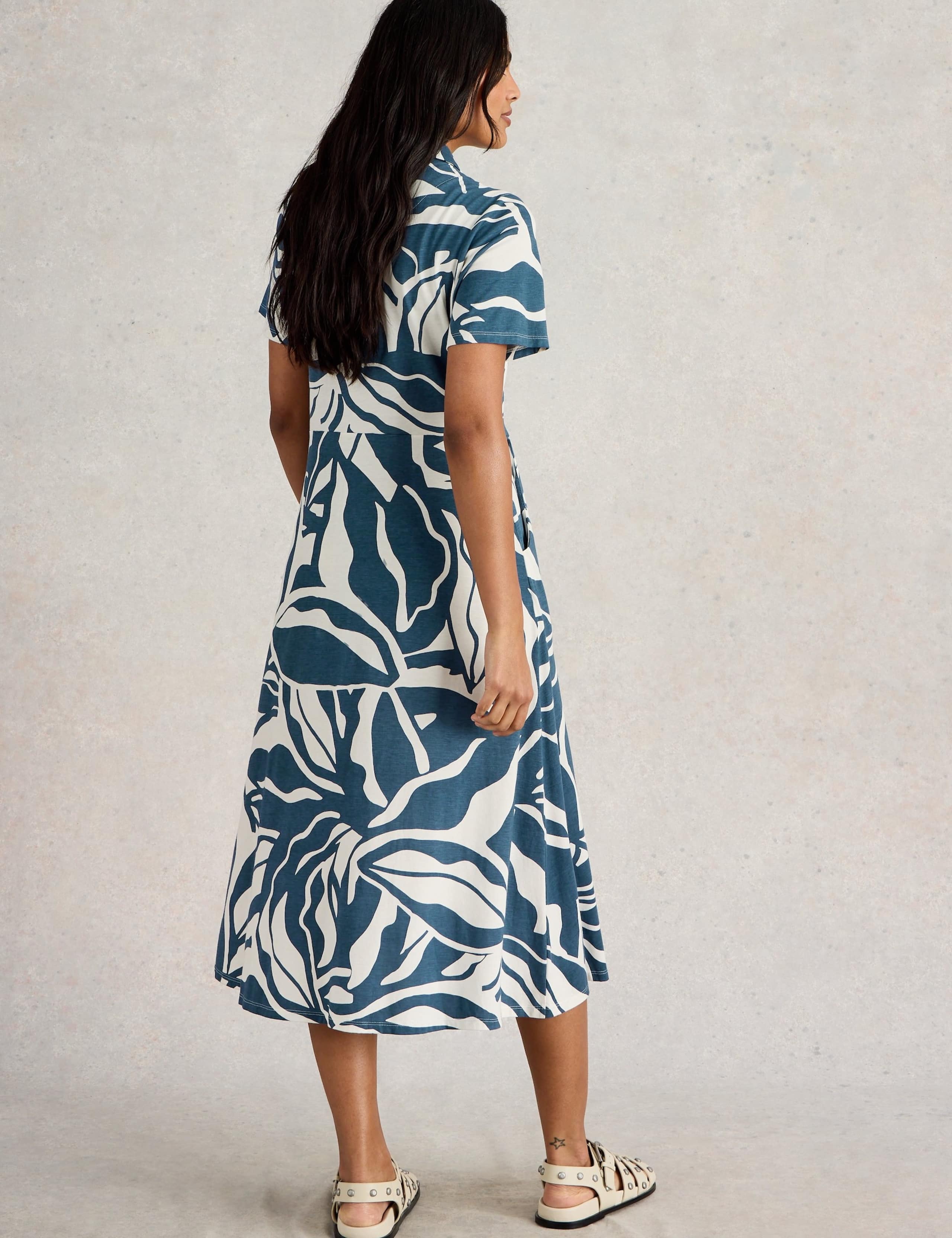 Jersey Printed Midi Shirt Dress 3 of 6