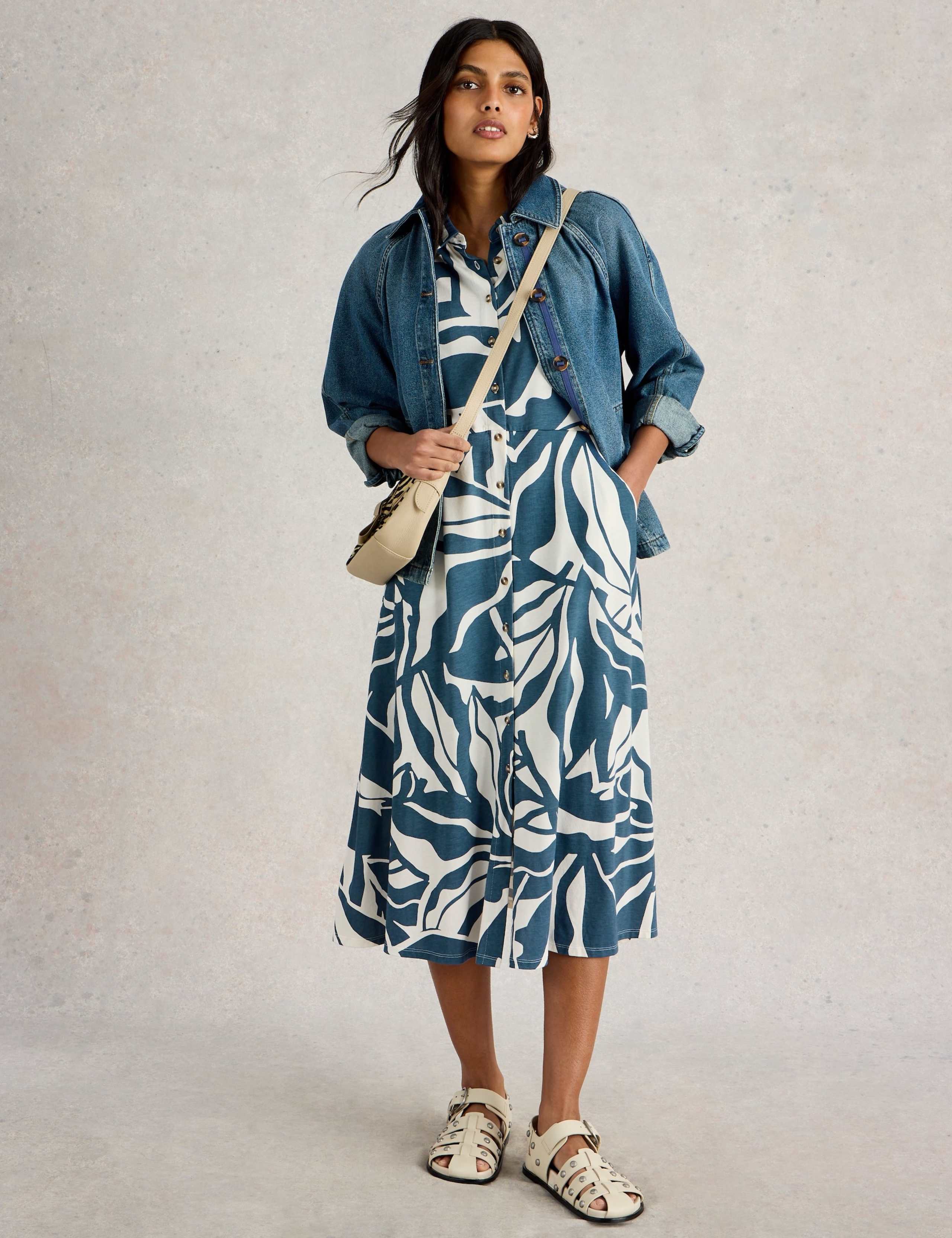Jersey Printed Midi Shirt Dress 5 of 6