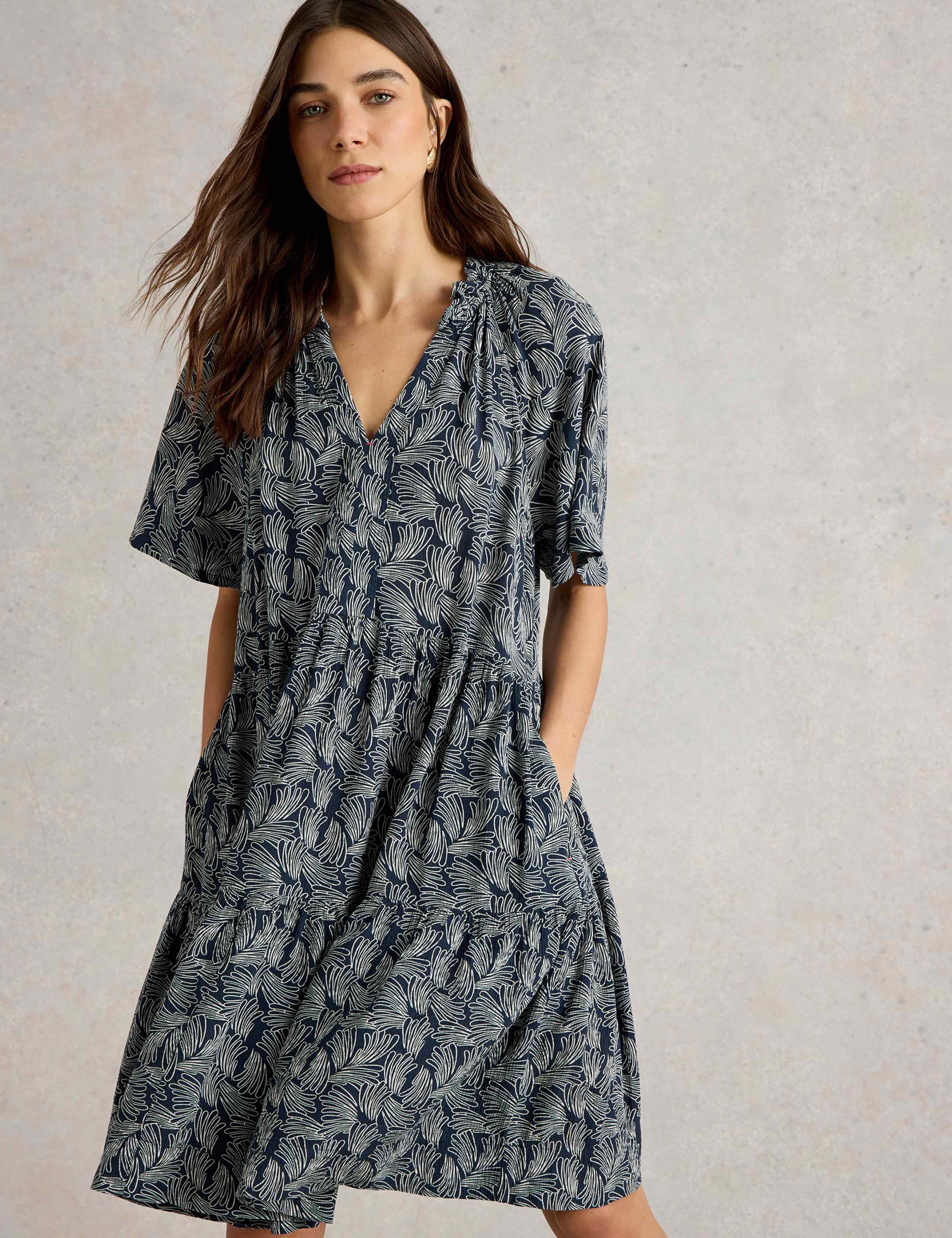 Printed Knee Length Tiered Dress 2 of 4