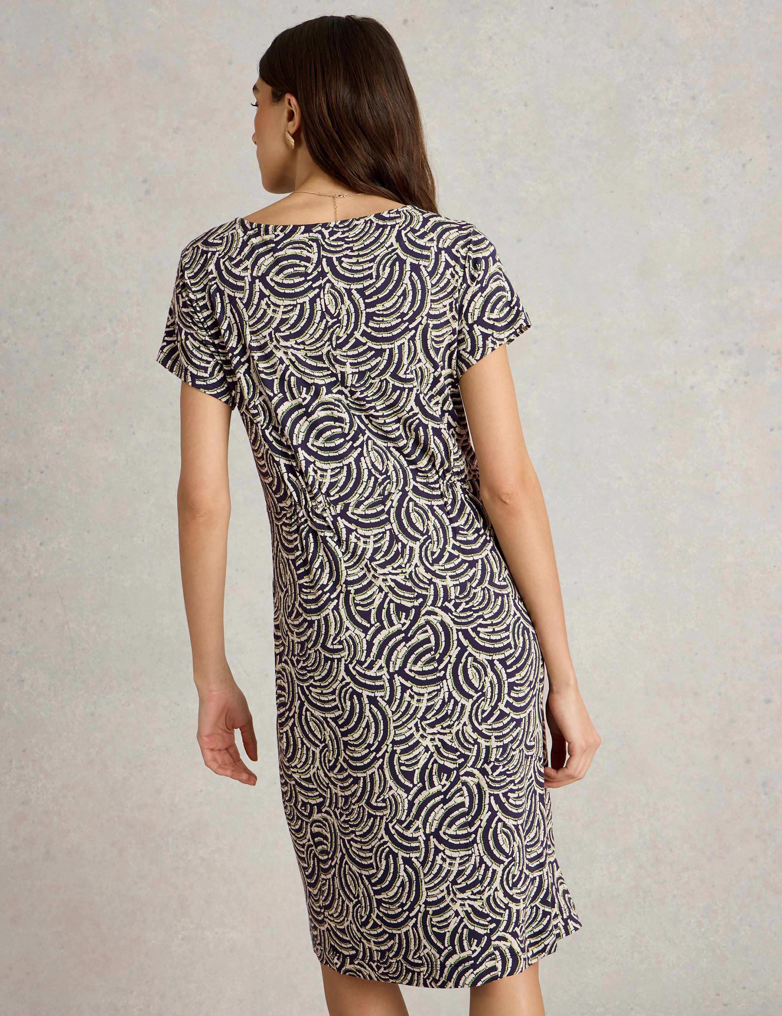 Jersey Printed V-Neck Knee Length Tea Dress 2 of 4