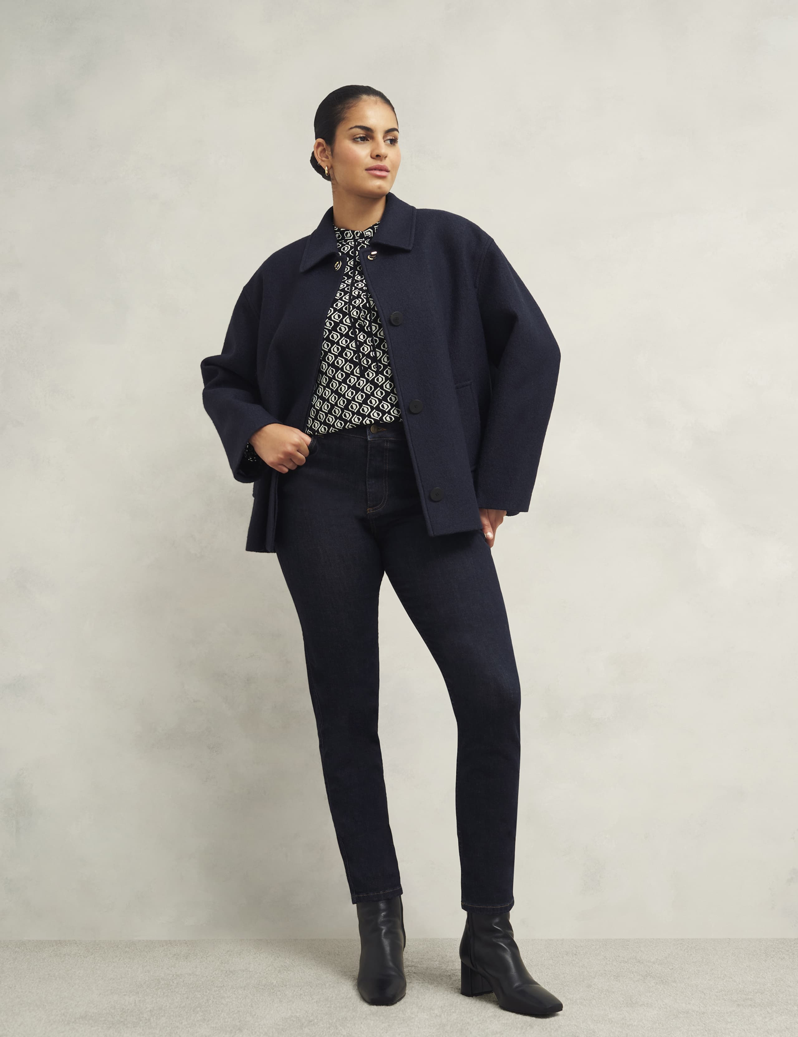 Geometric Button Detail Blouson Sleeve Blouse 8 of 9