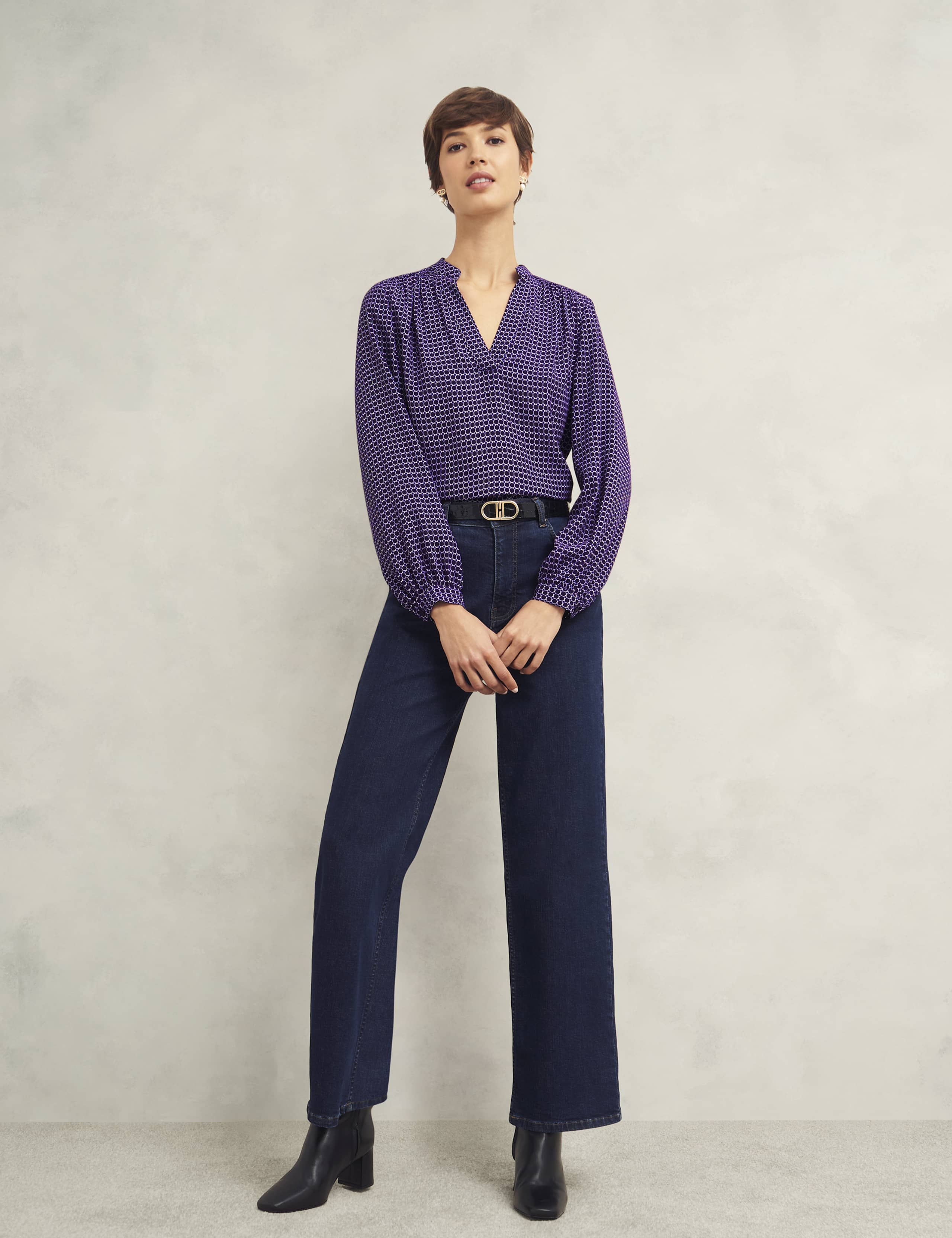 Geometric V-Neck Blouse 3 of 10
