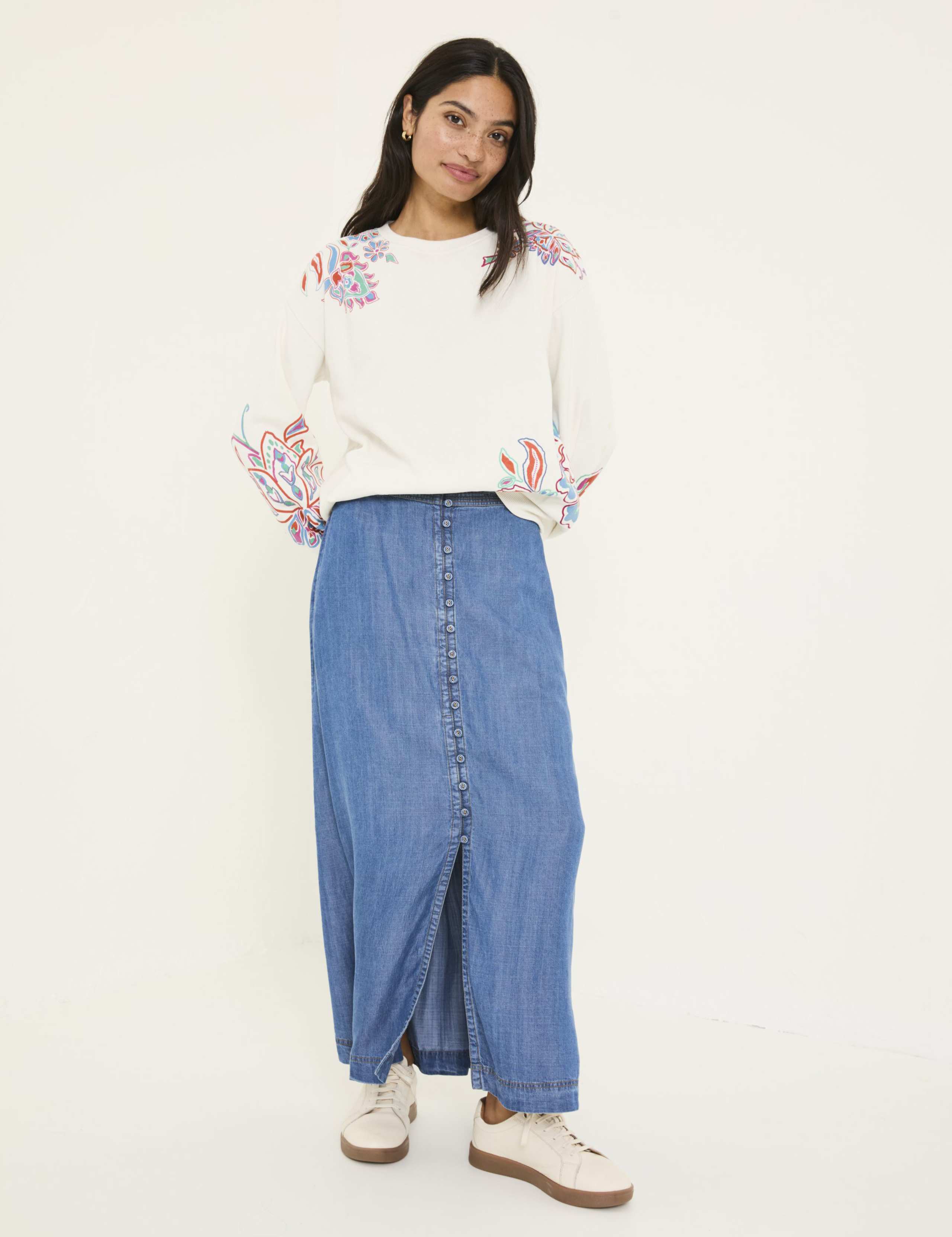 Cotton Rich Embroidered Crew Neck Sweatshirt 3 of 5