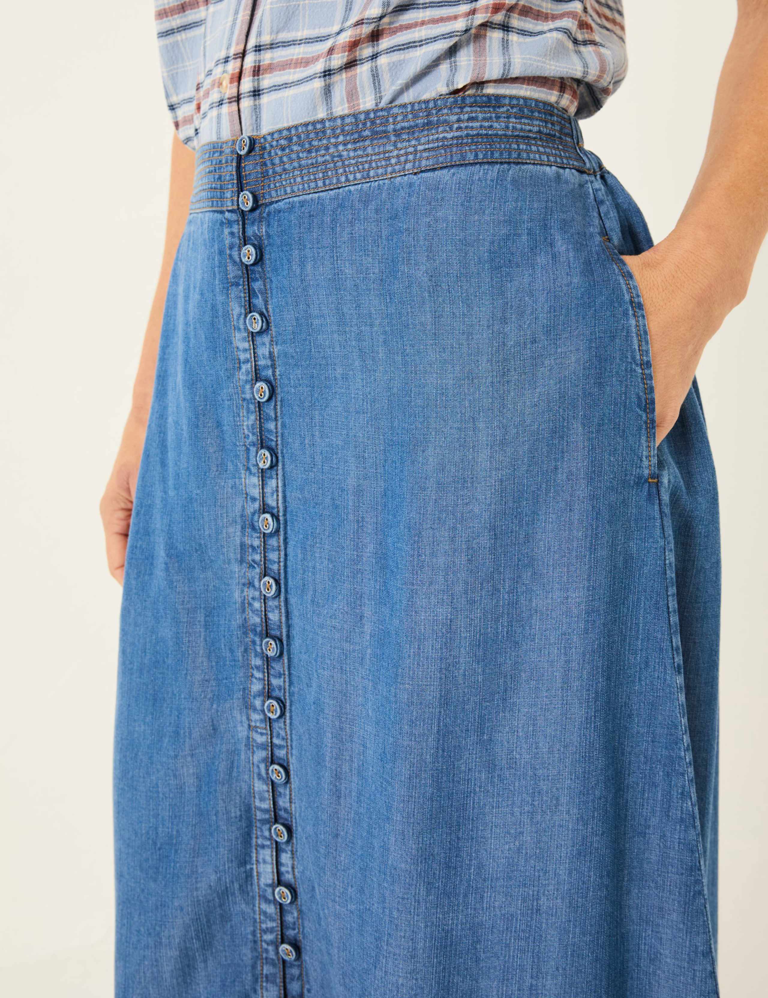 Pure Lyocell Denim Midi Skirt 4 of 5