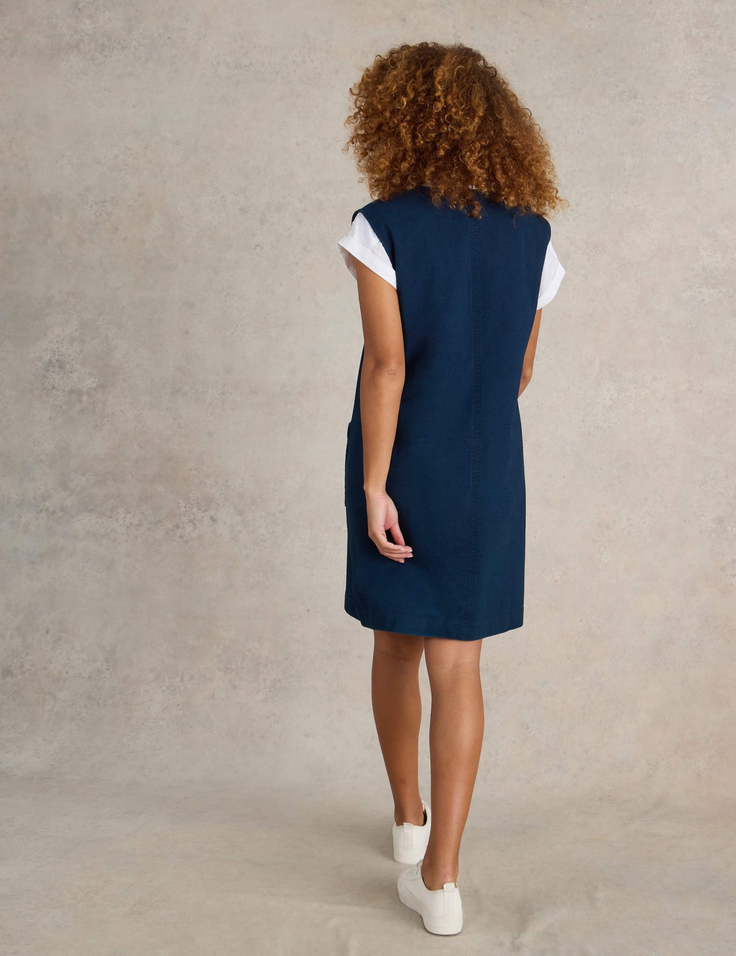 Jersey Denim V-Neck Mini Shift Dress 3 of 6