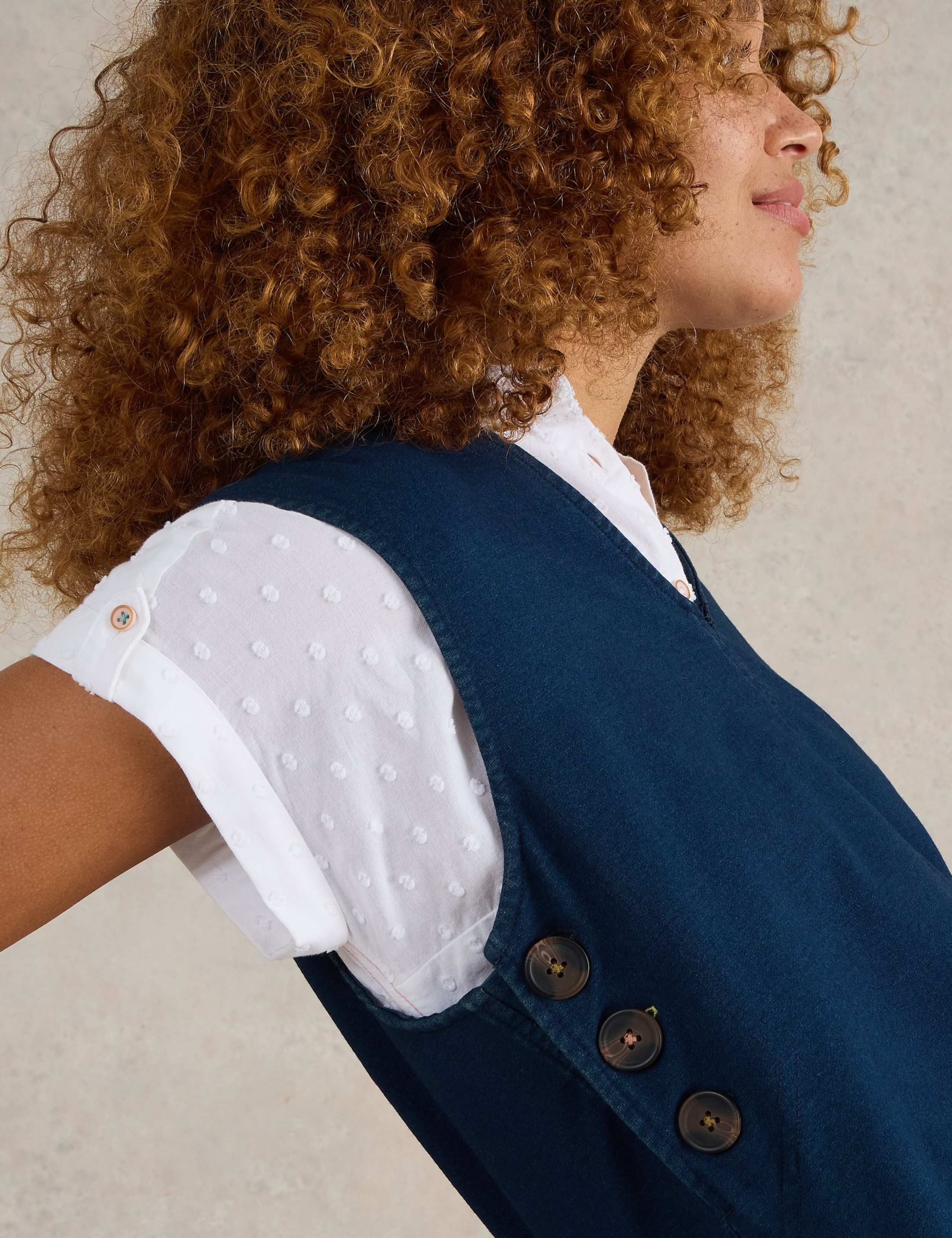 Jersey Denim V-Neck Mini Shift Dress 5 of 6