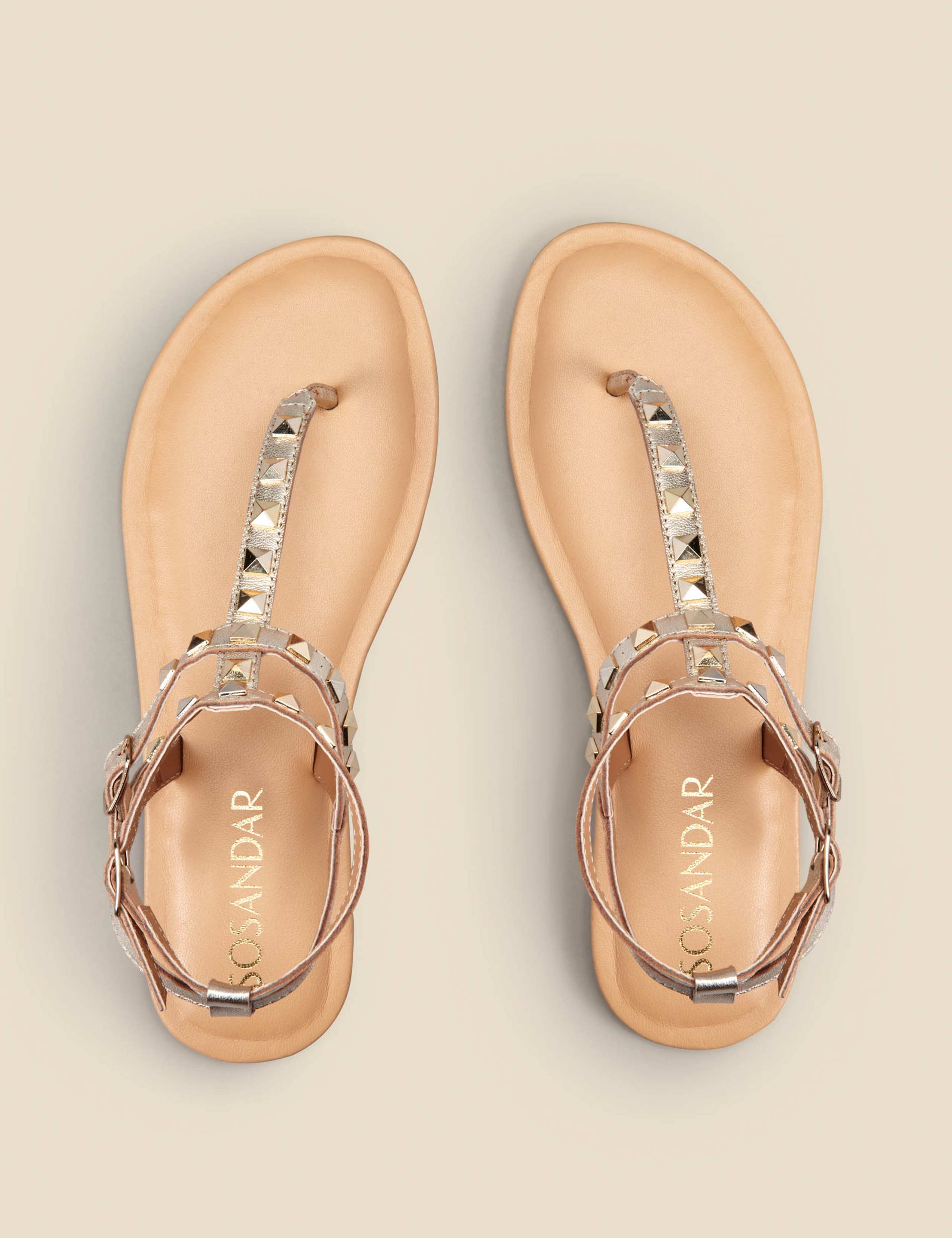 Leather Studded Flat Gladiator Sandals 2 of 3