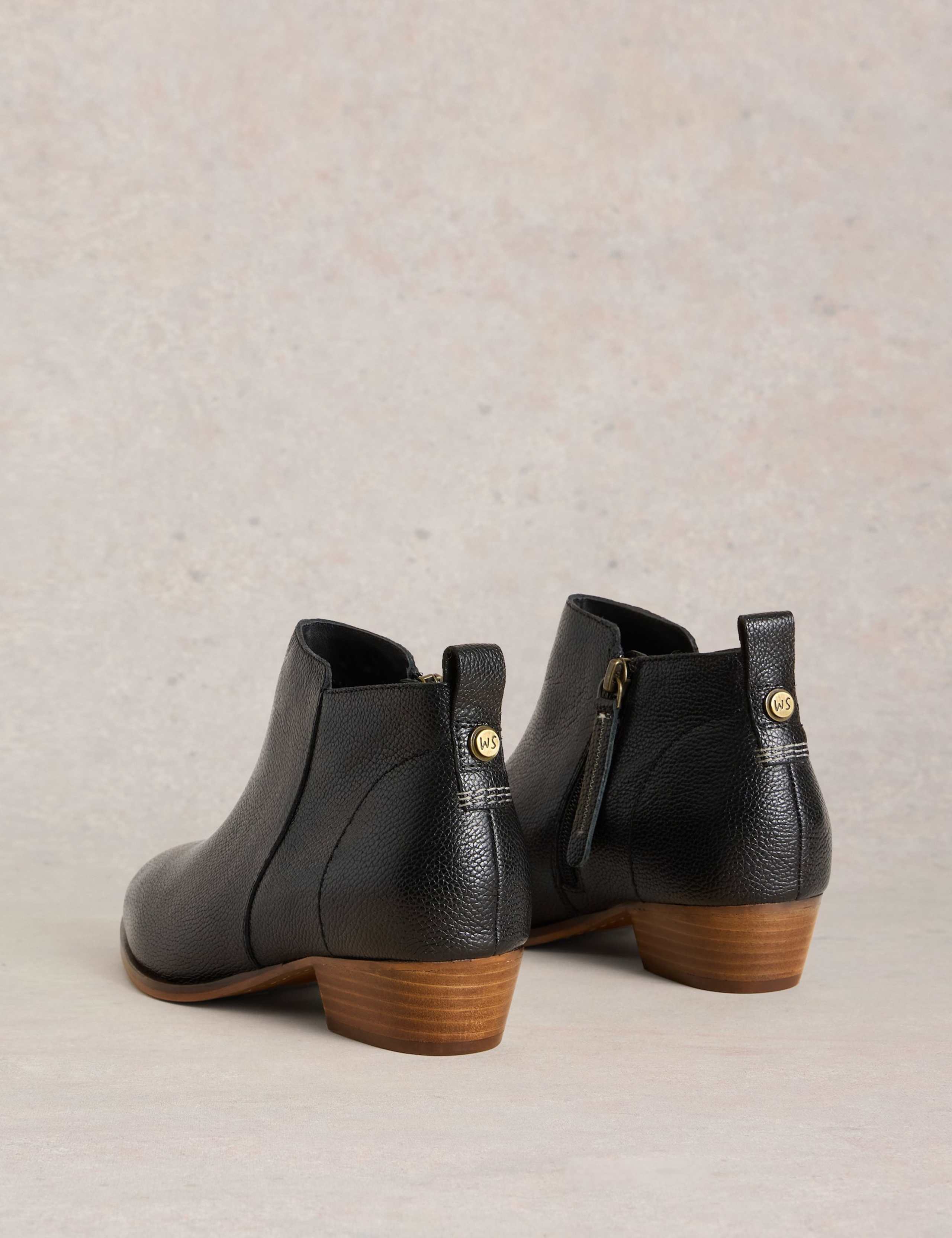 Leather Block Heel Ankle Boots 3 of 4