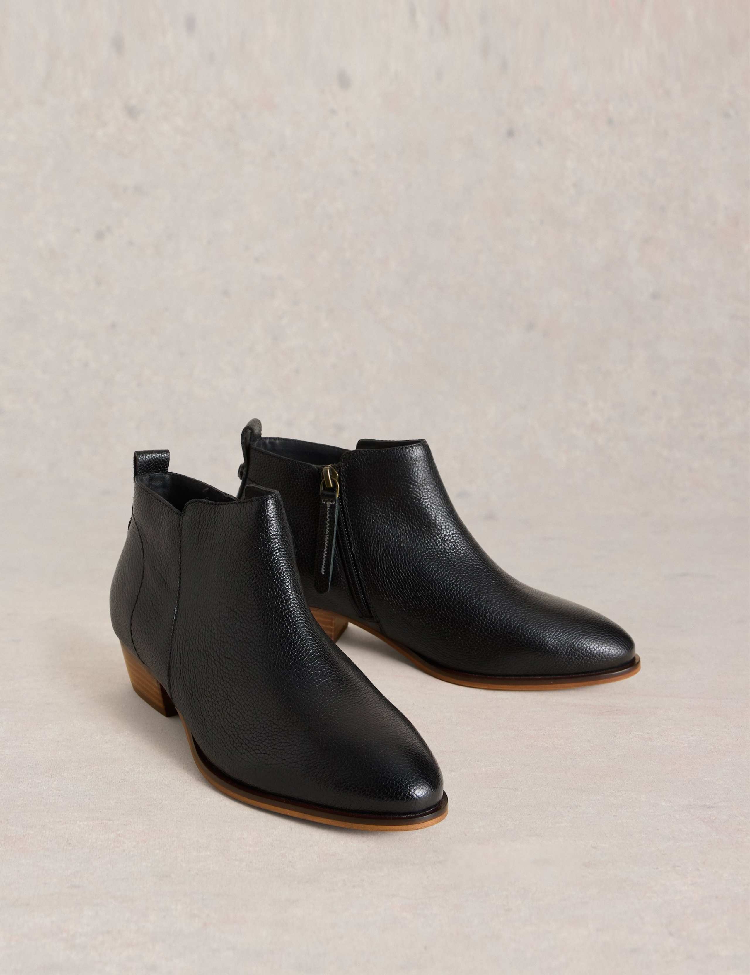 Leather Block Heel Ankle Boots 2 of 4