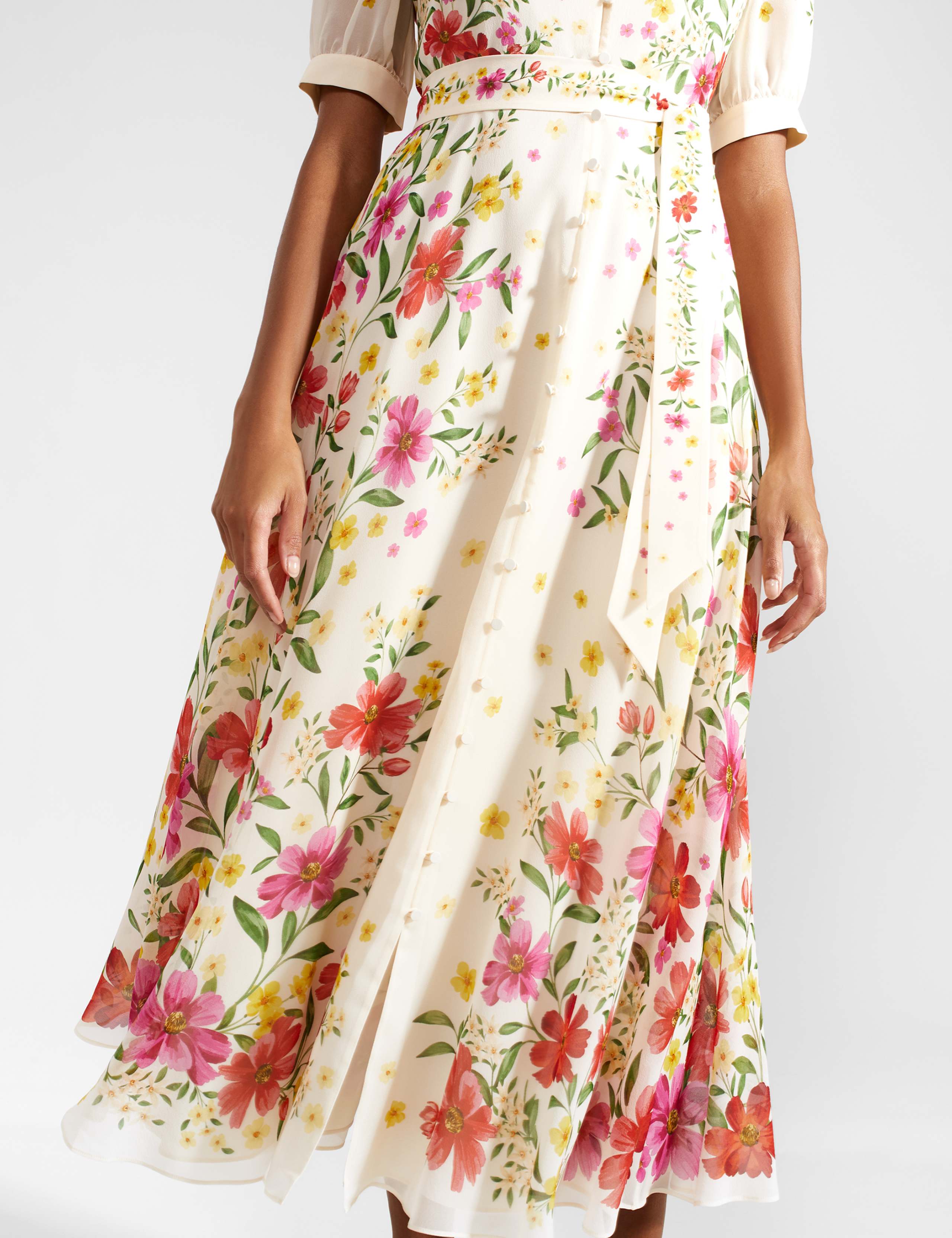 Pure Silk Floral V-Neck Midaxi Dress 6 of 9