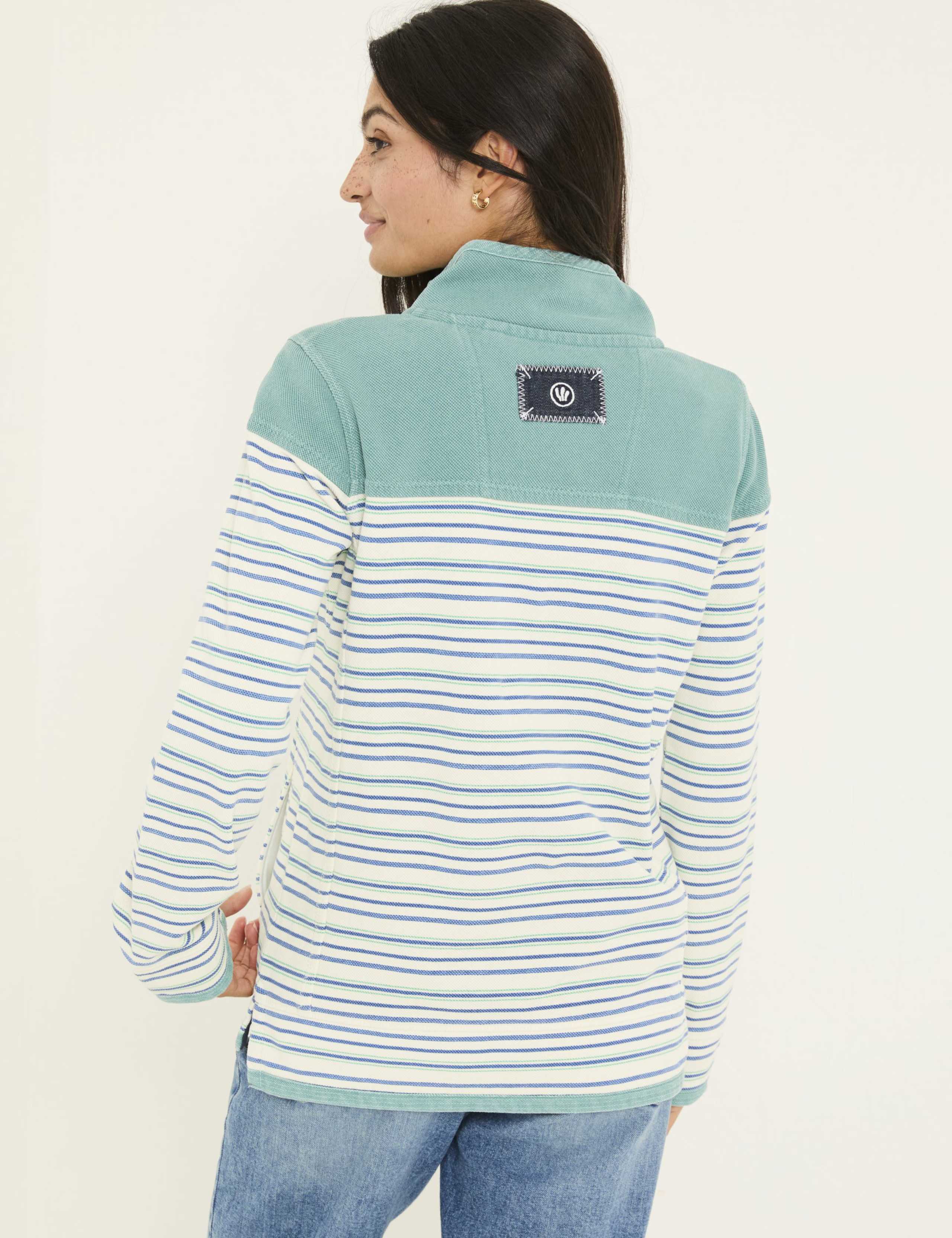 Pure Cotton Striped Half Zip Sweatshirt 3 of 5