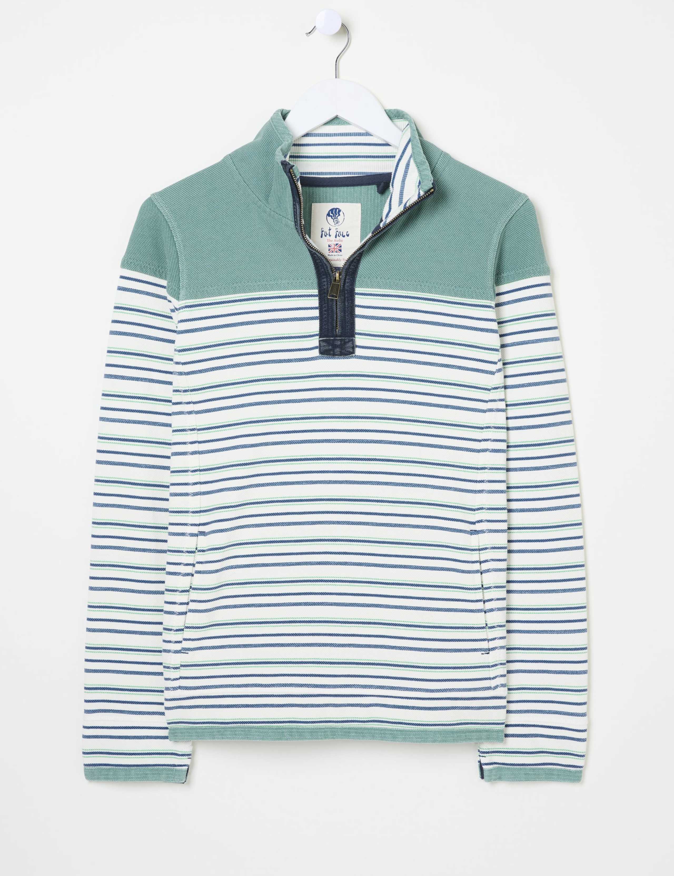 Pure Cotton Striped Half Zip Sweatshirt 2 of 5