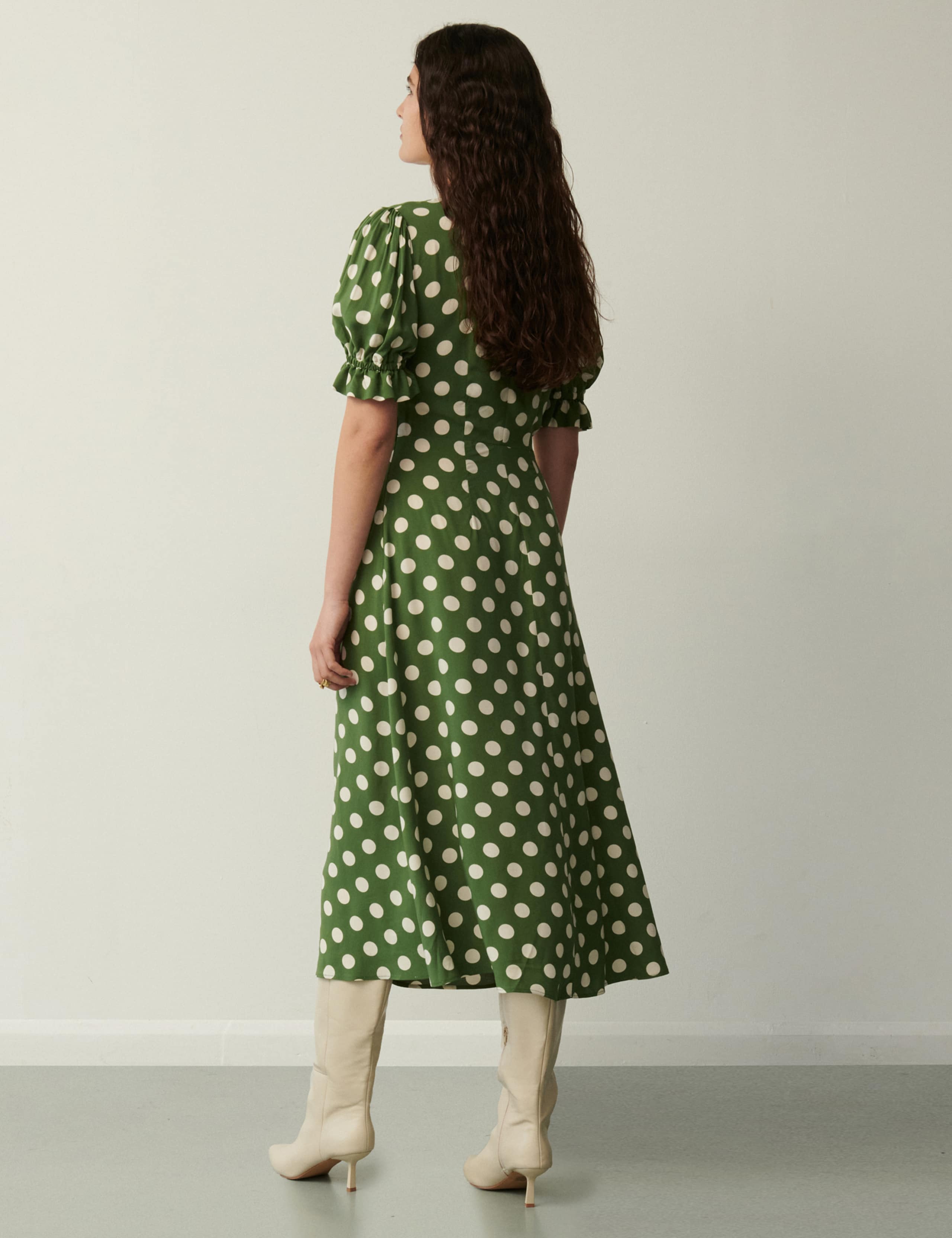 Polka Dot Round Neck Midi Tea Dress 4 of 4