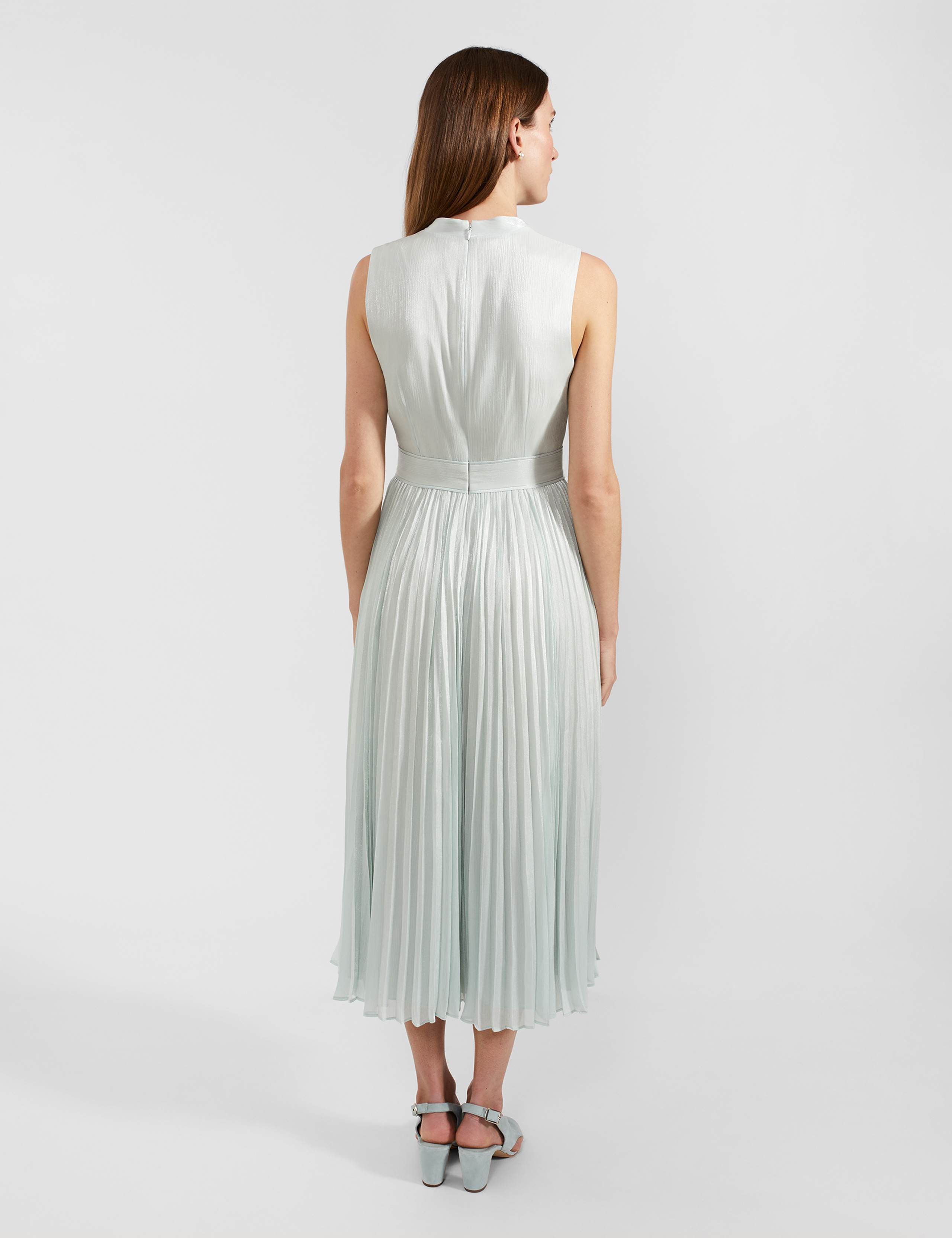 V-Neck Pleated Midi Waisted Dress 3 of 7