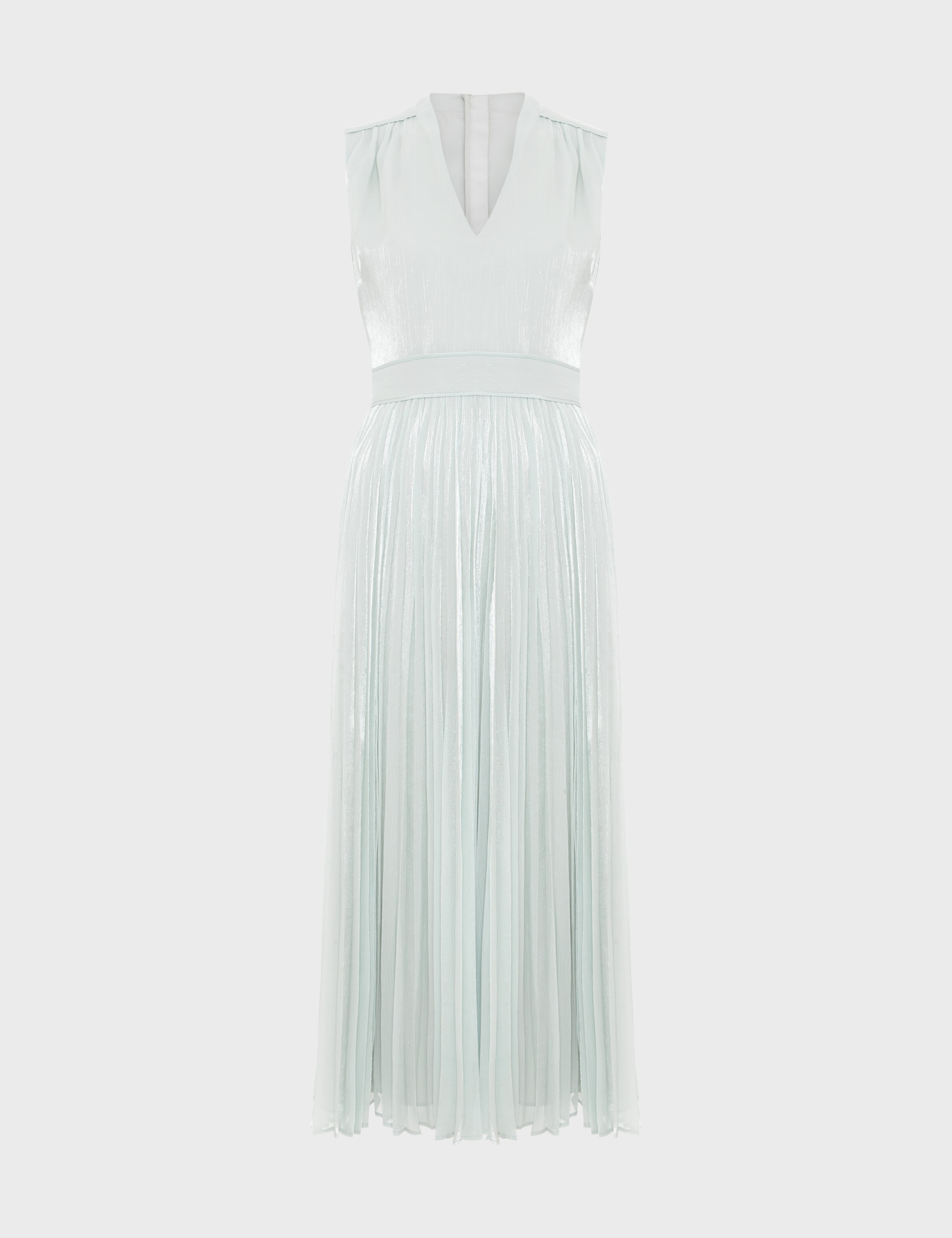 V-Neck Pleated Midi Waisted Dress 2 of 7