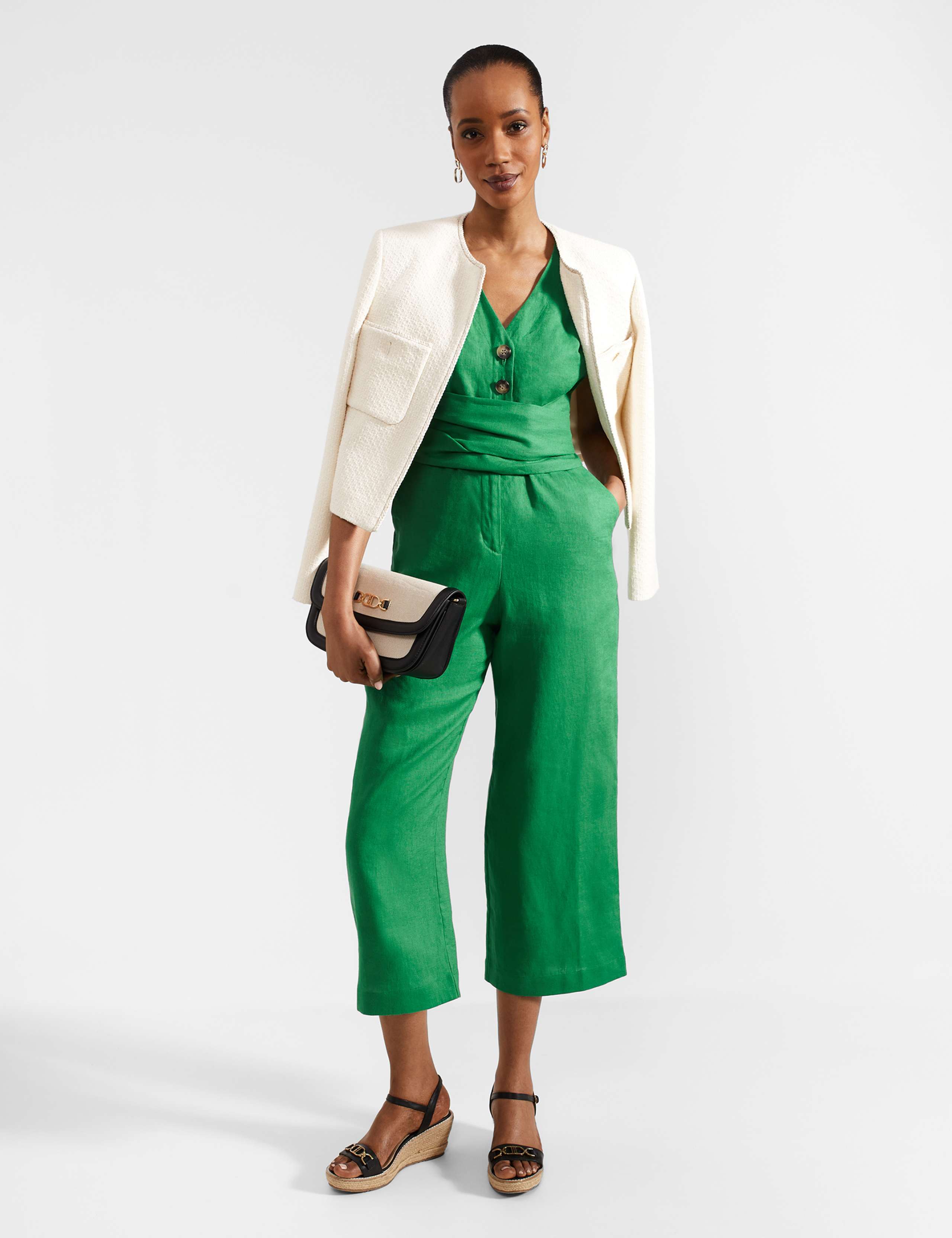 Pure Linen Sleeveless Cropped Jumpsuit 4 of 5