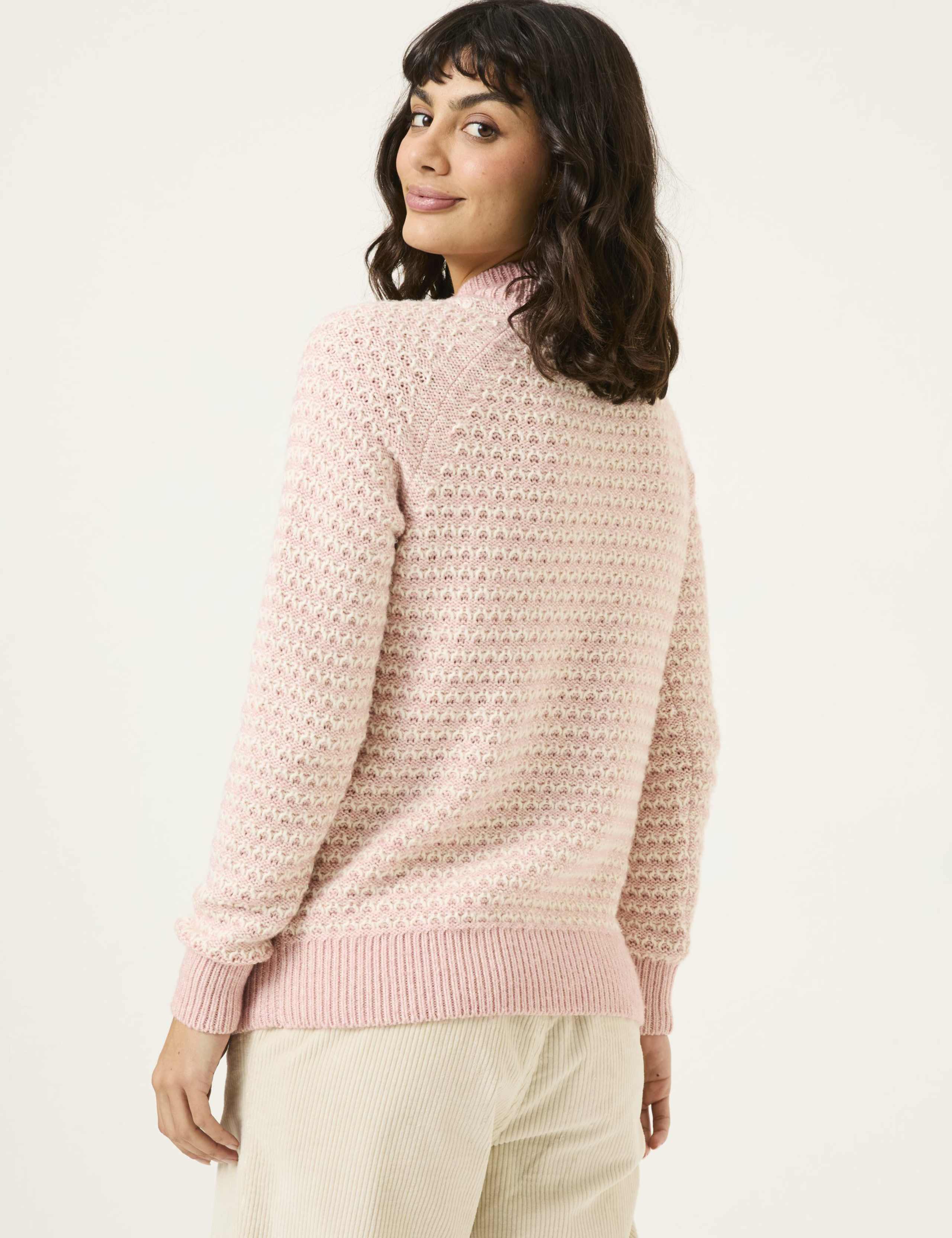 Cotton Rich Textured Striped Jumper 3 of 5