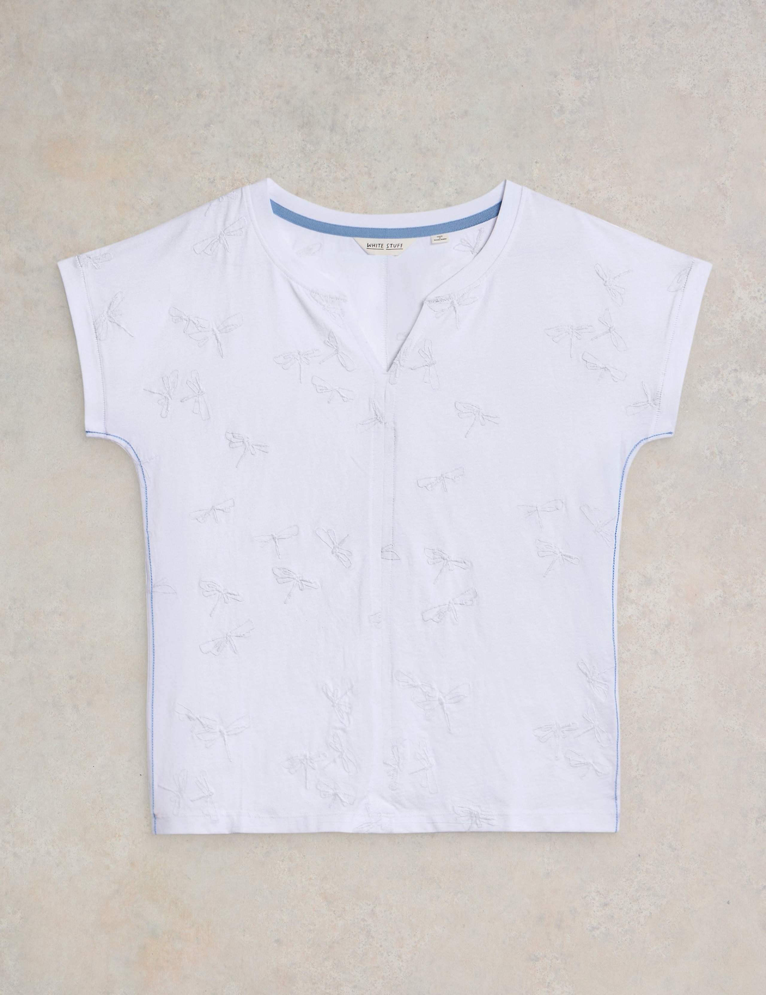Pure Cotton Embroidered V-Neck T-Shirt 2 of 6