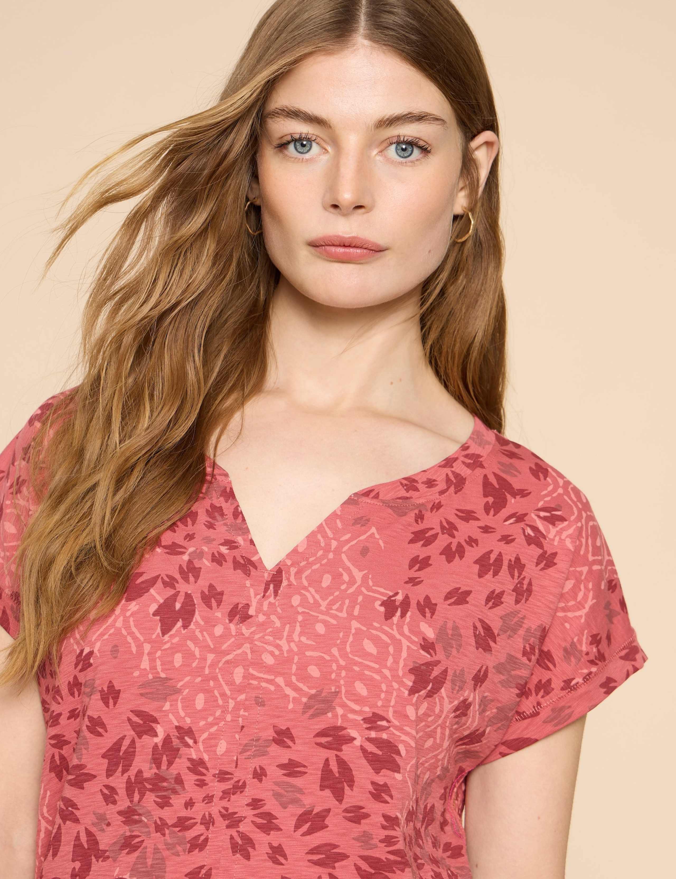 Pure Cotton Printed Notch Neck T-Shirt 4 of 6