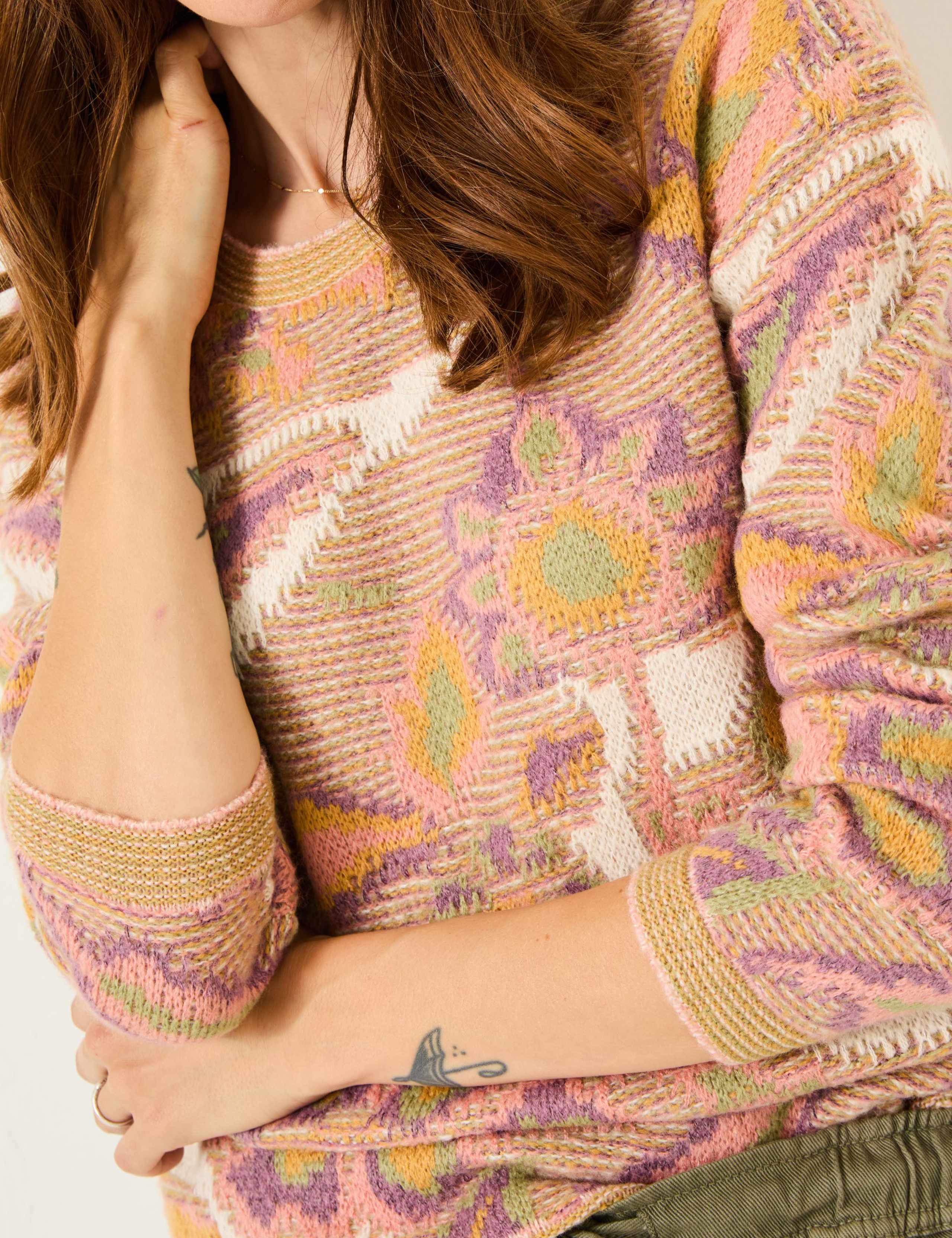 Floral Crew Neck Jumper with Wool 4 of 4