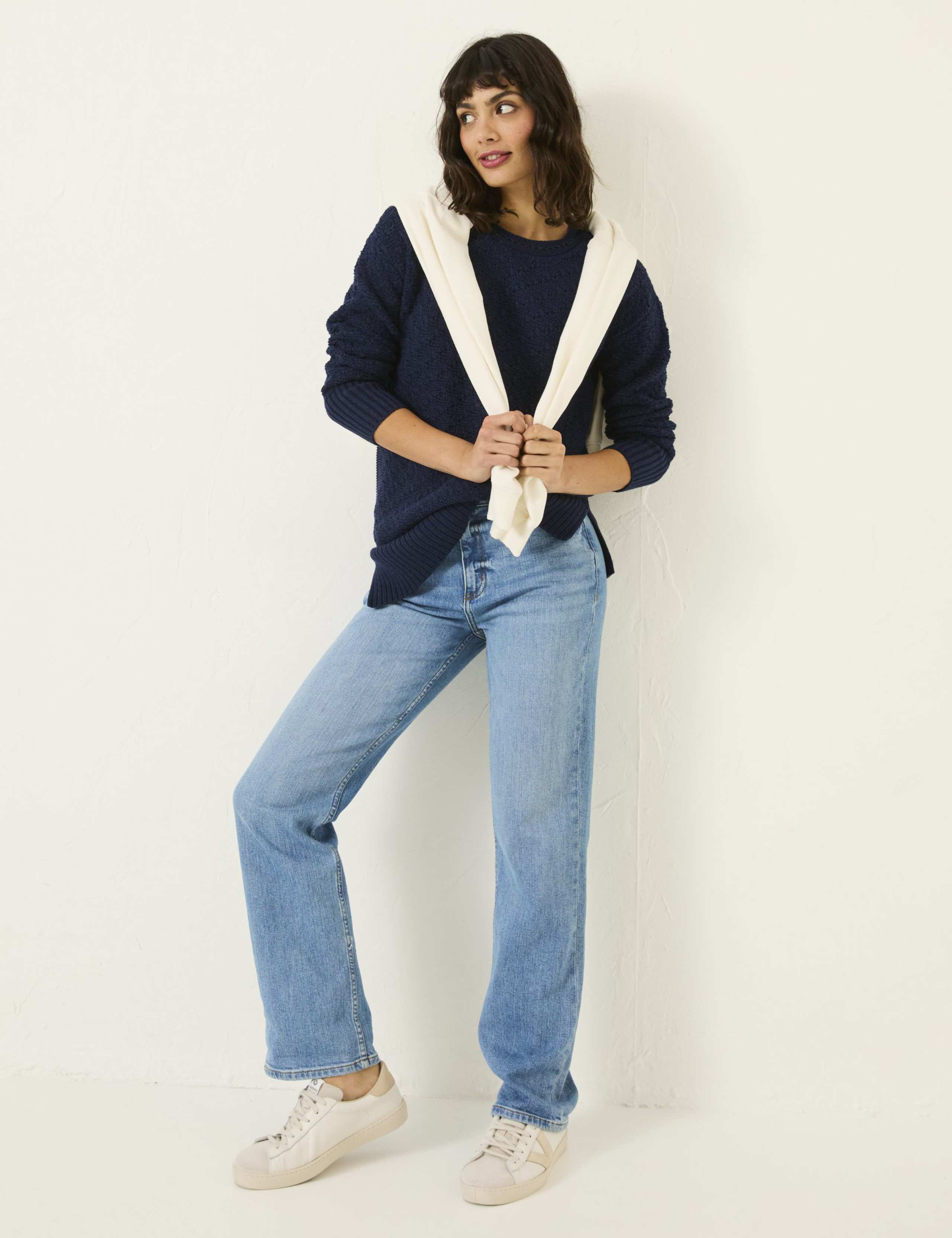 Pure Cotton Textured Crew Neck Jumper 3 of 5