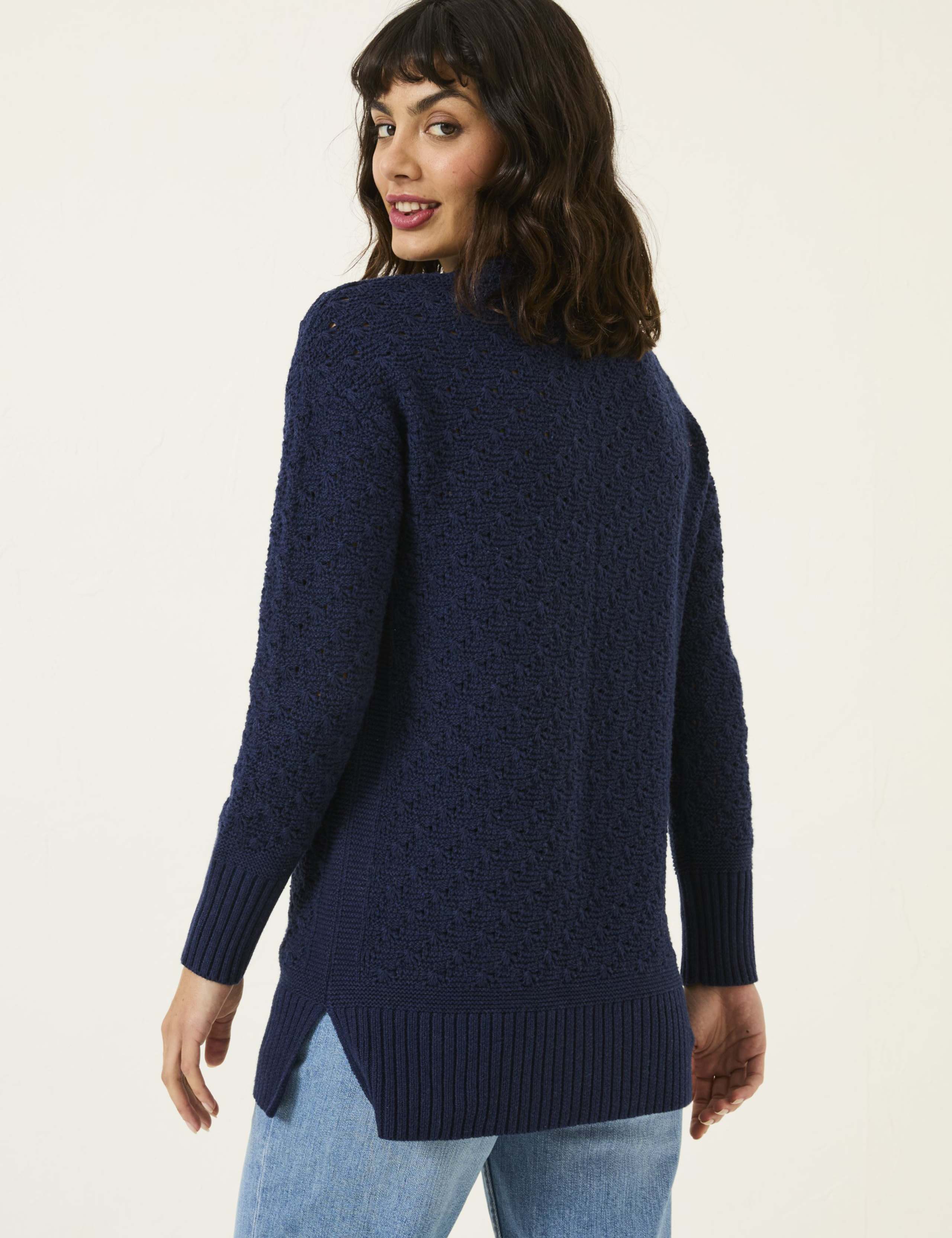 Pure Cotton Textured Crew Neck Jumper 4 of 5