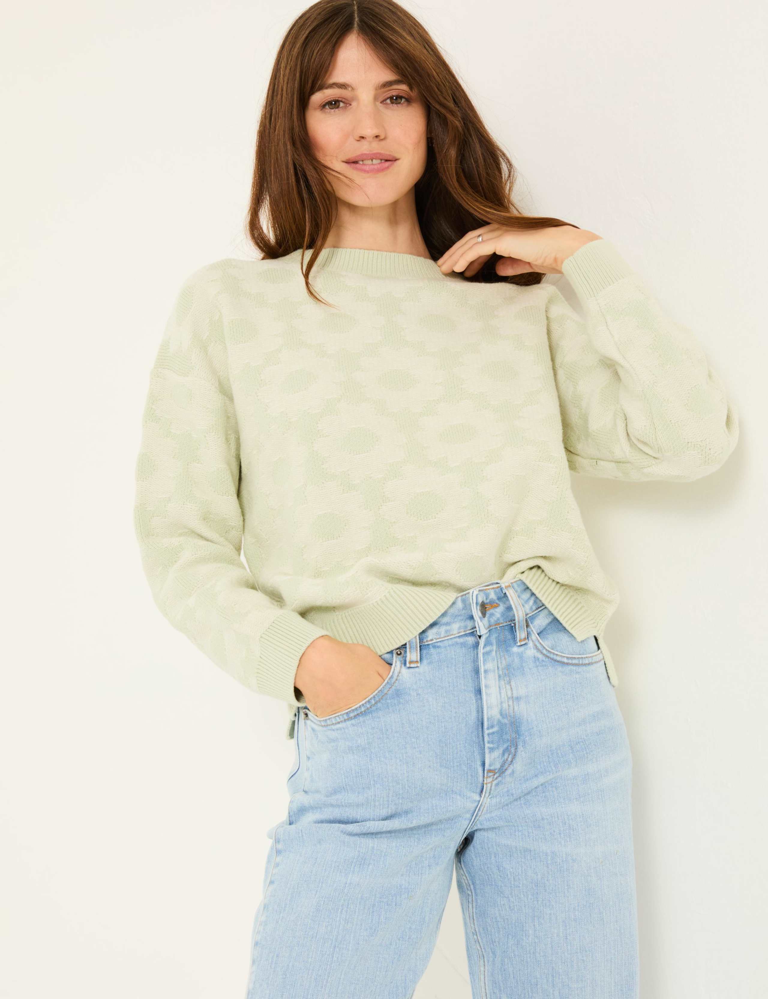 Cotton Rich Floral Crew Neck Jumper 1 of 6