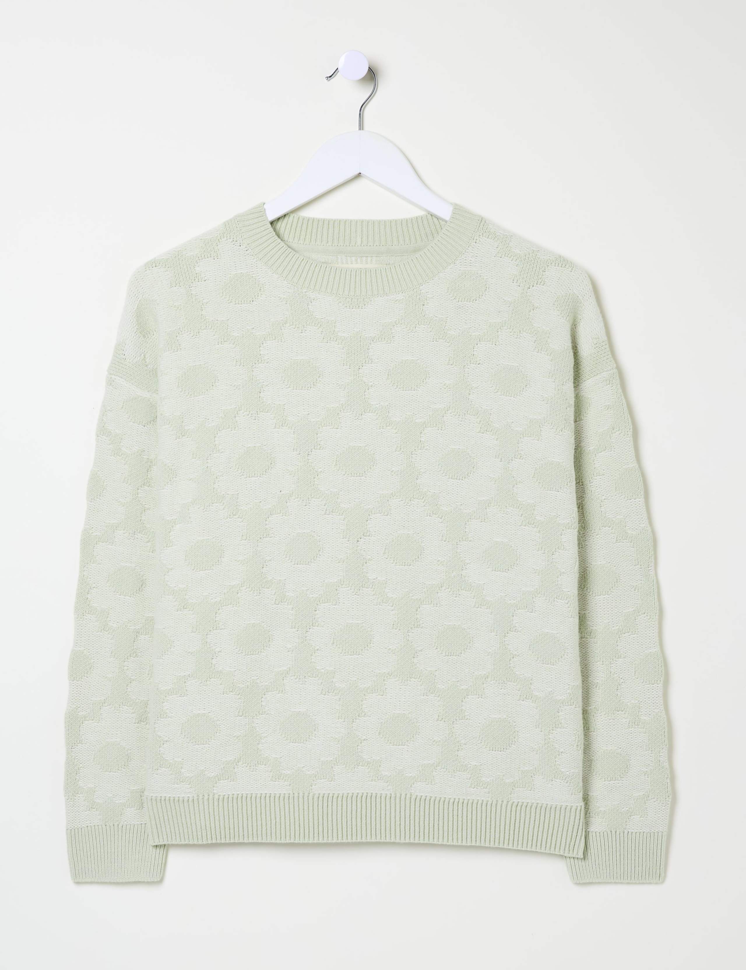 Cotton Rich Floral Crew Neck Jumper 2 of 6