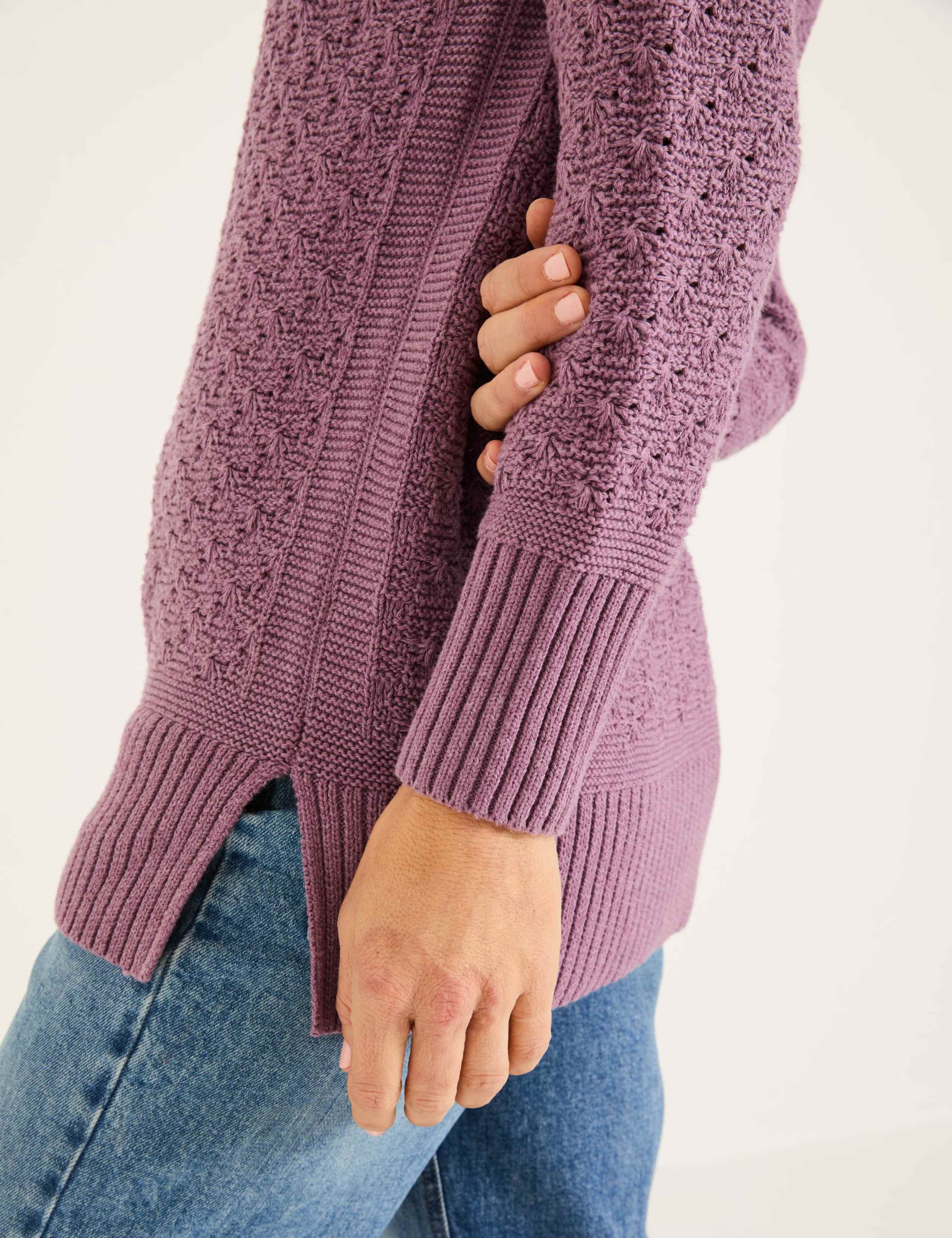 Pure Cotton Textured Crew Neck Jumper 4 of 5