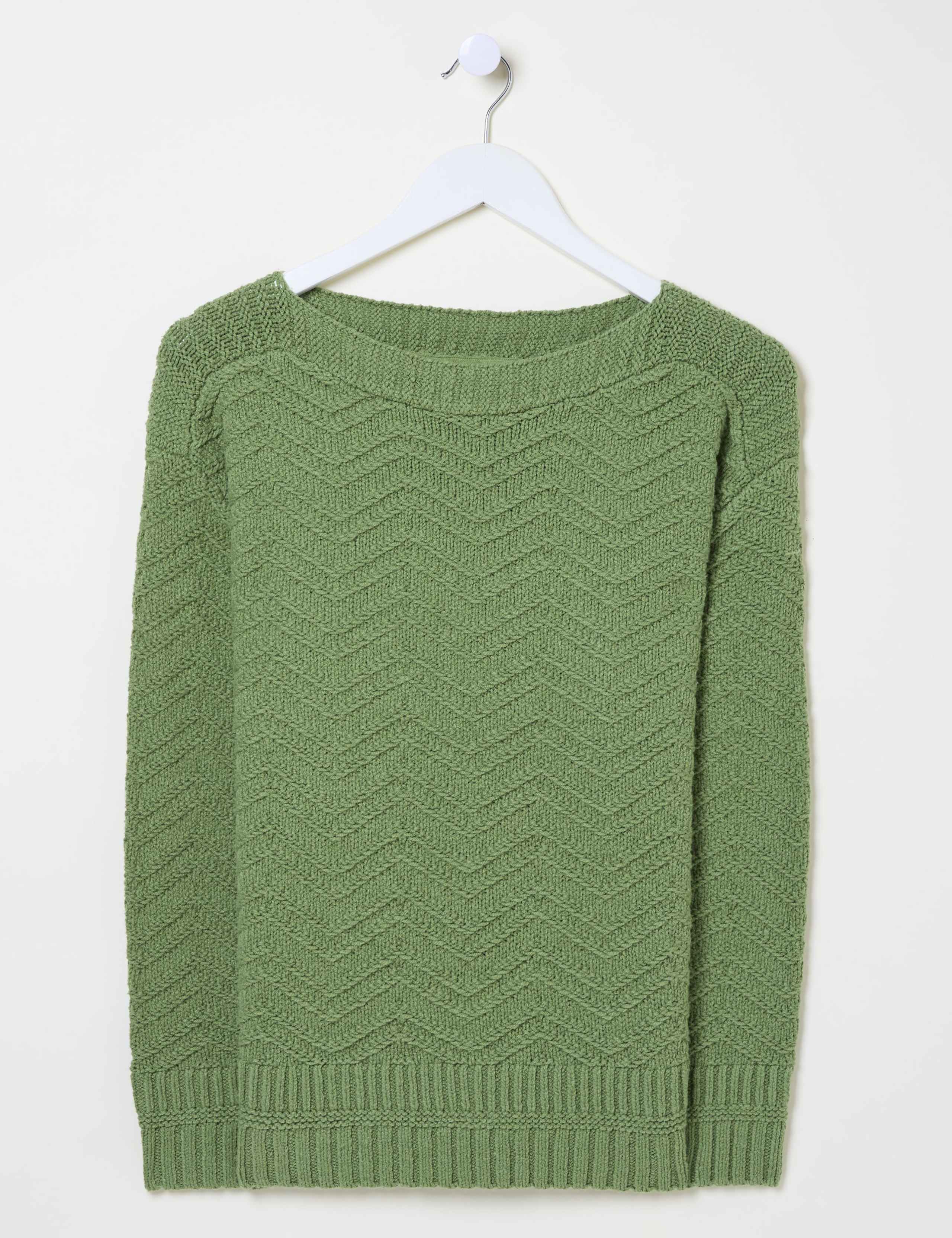 Cotton Blend Textured Crew Neck Jumper 2 of 5