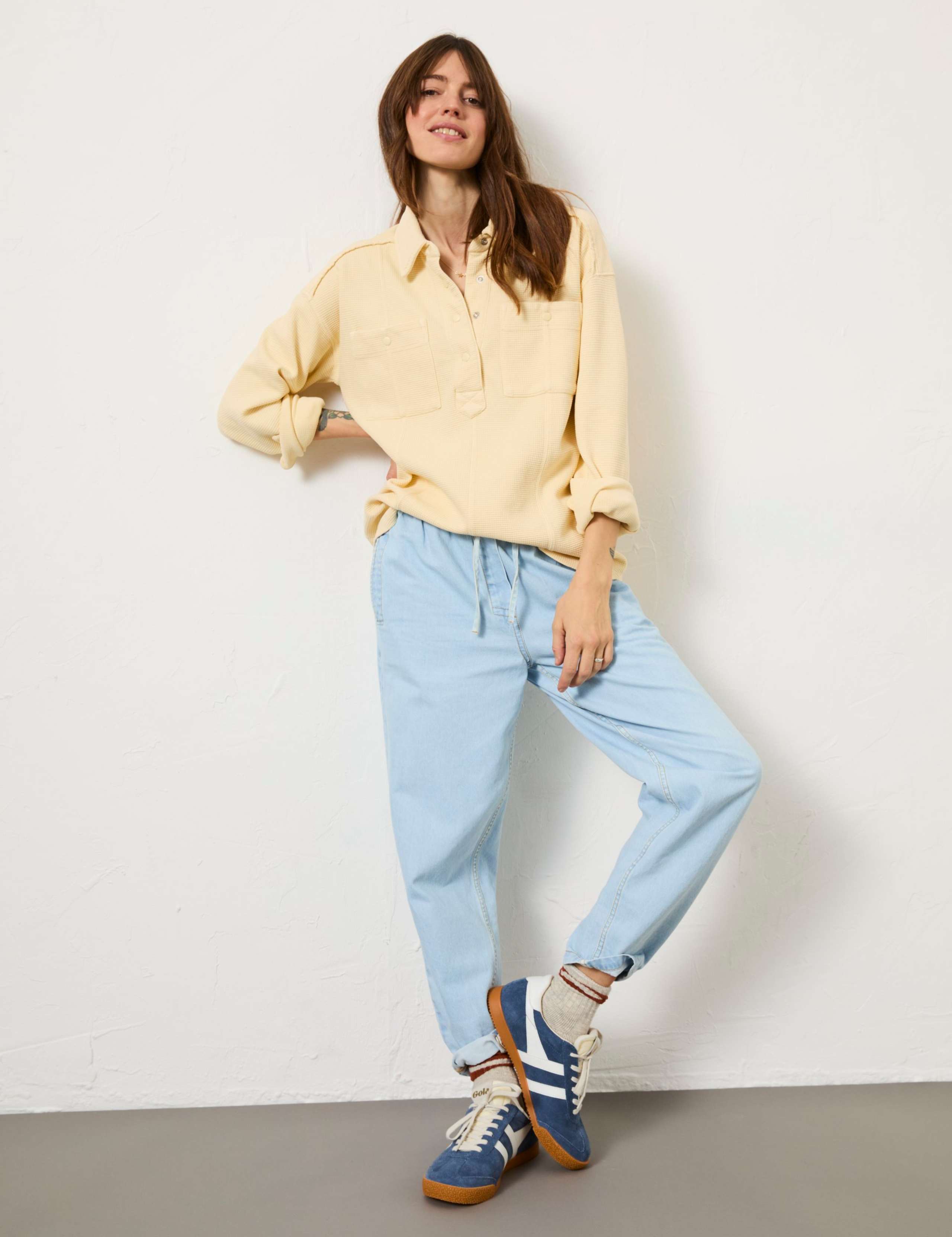Pure Cotton Textured Collared Knitted Top 3 of 6