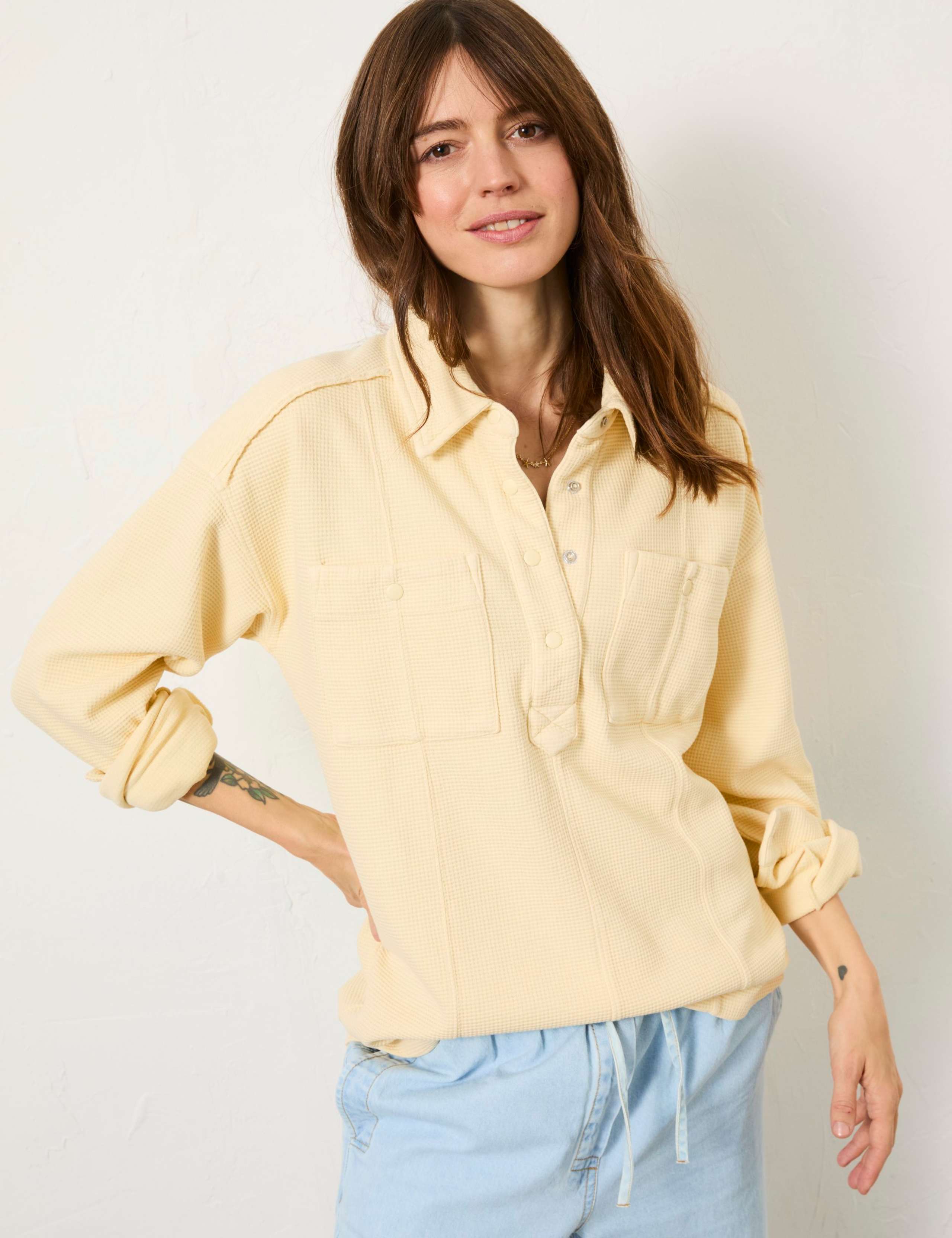Pure Cotton Textured Collared Knitted Top 5 of 6