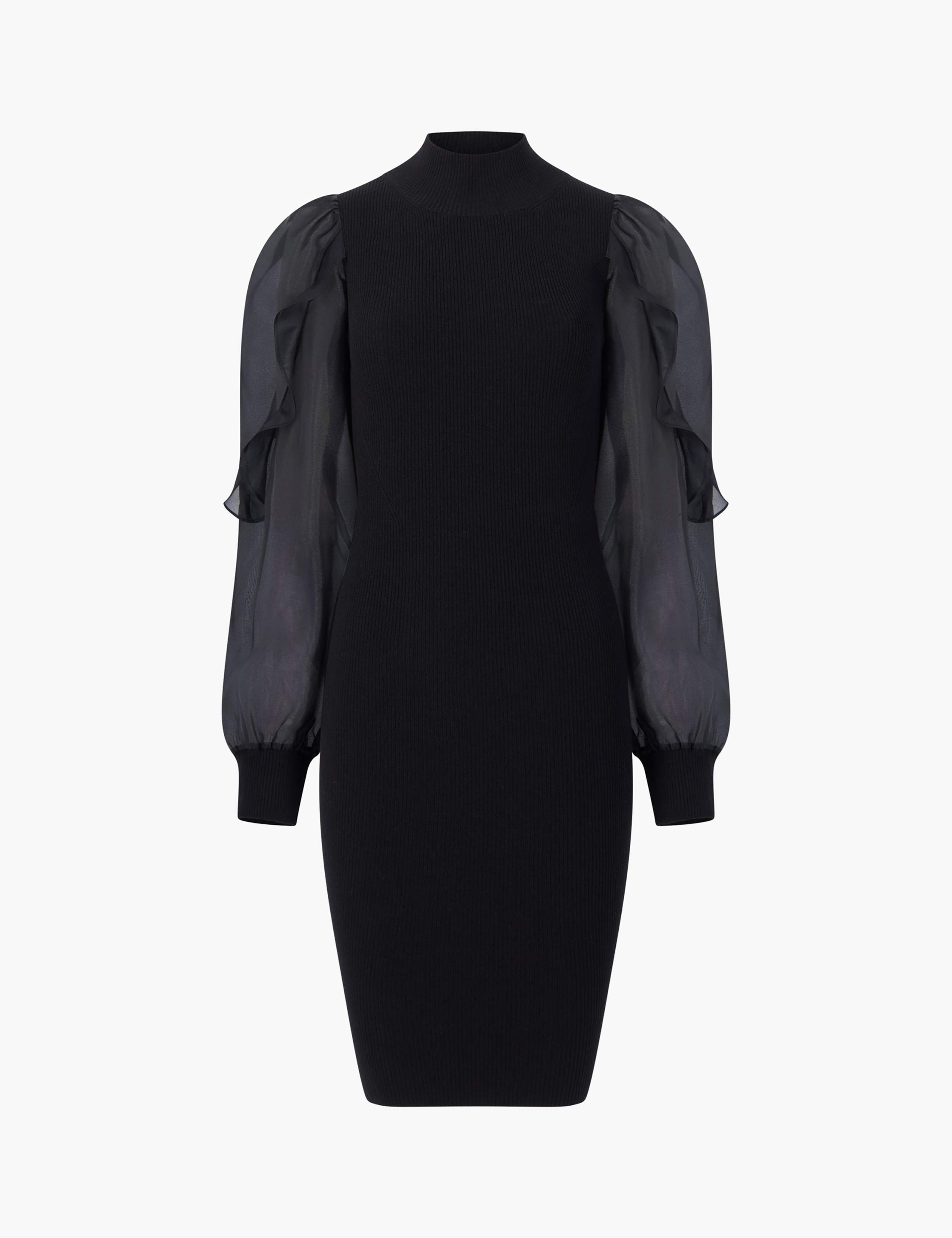 High Neck Blouson Sleeve Mini Dress 2 of 4
