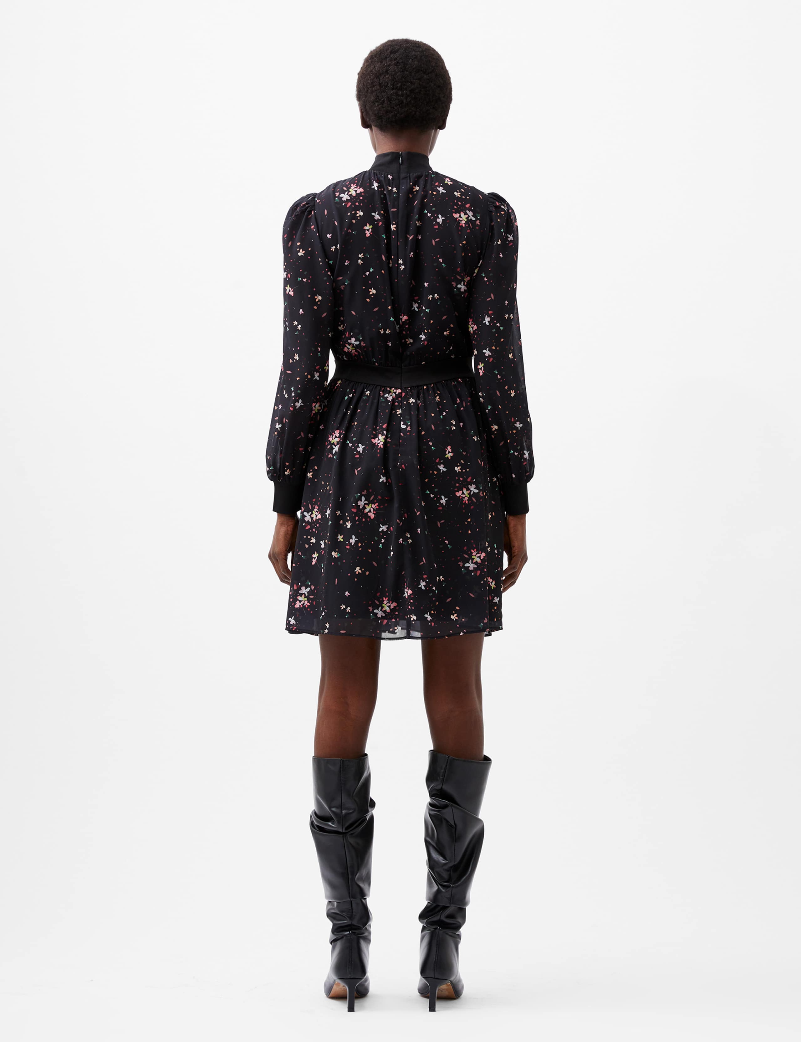 Sheer Floral High Neck Waisted Dress 4 of 4