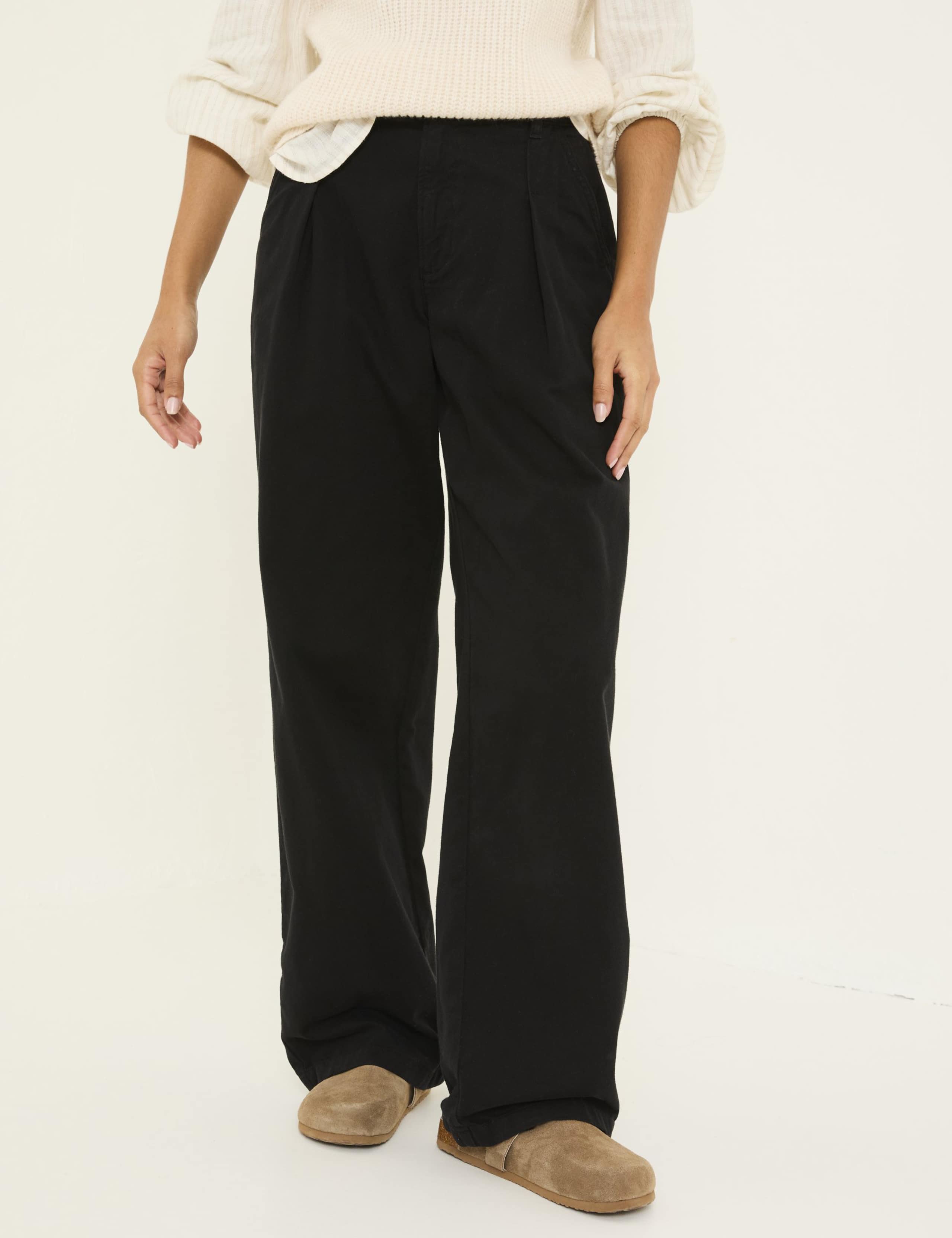 Pure Cotton Pleat Front Wide Leg Trousers 3 of 5